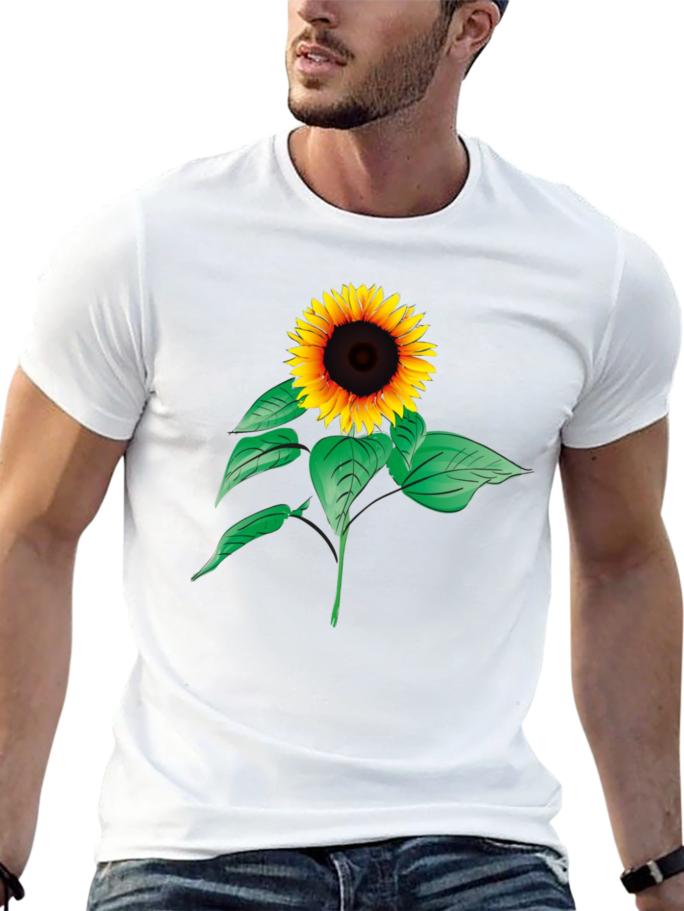 Black Sunflower Graphic Tee - Black Cotton Comfort view 13