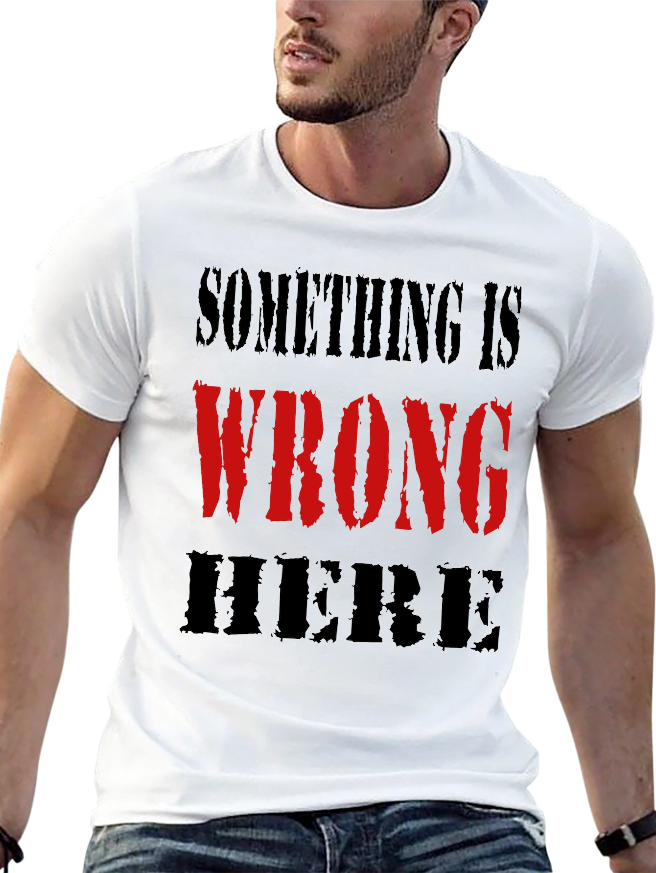Black Something is Wrong Here Graphic Tee - Bold Statement Shirt view 13
