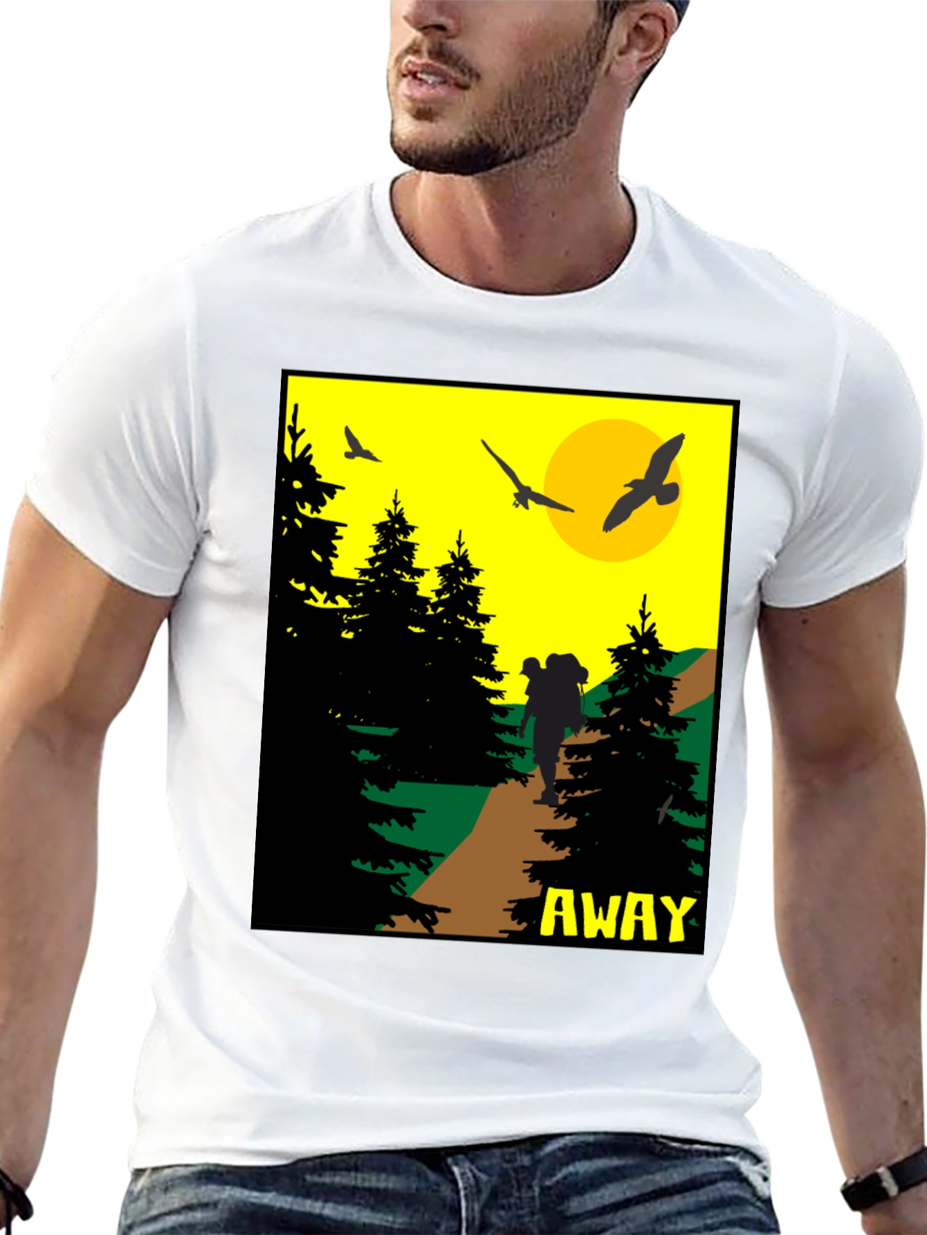 Black Adventure Awaits Graphic Tee - Hiker Design view 13