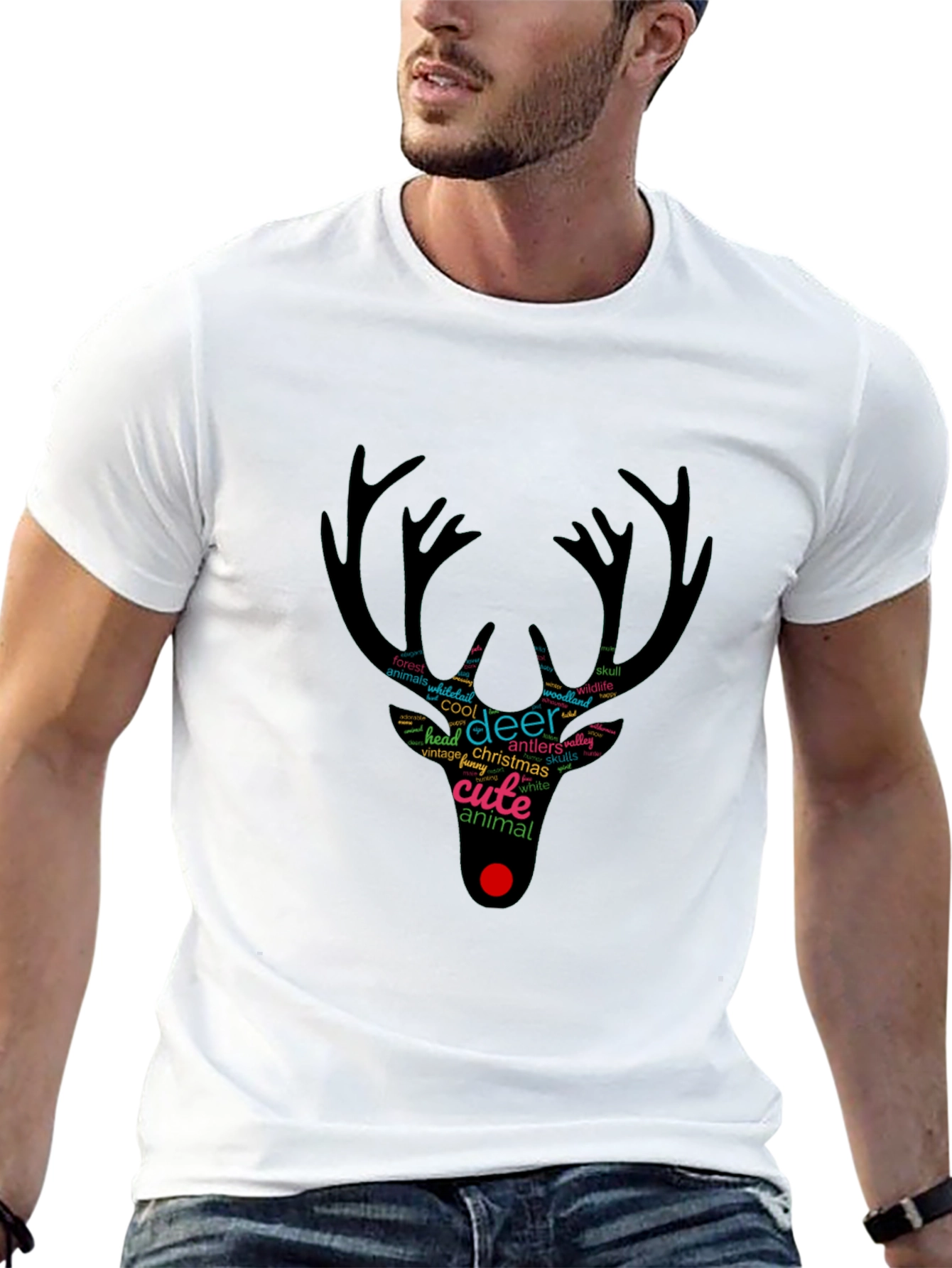 Black Festive Deer Graphic Tee - Holiday Style view 13