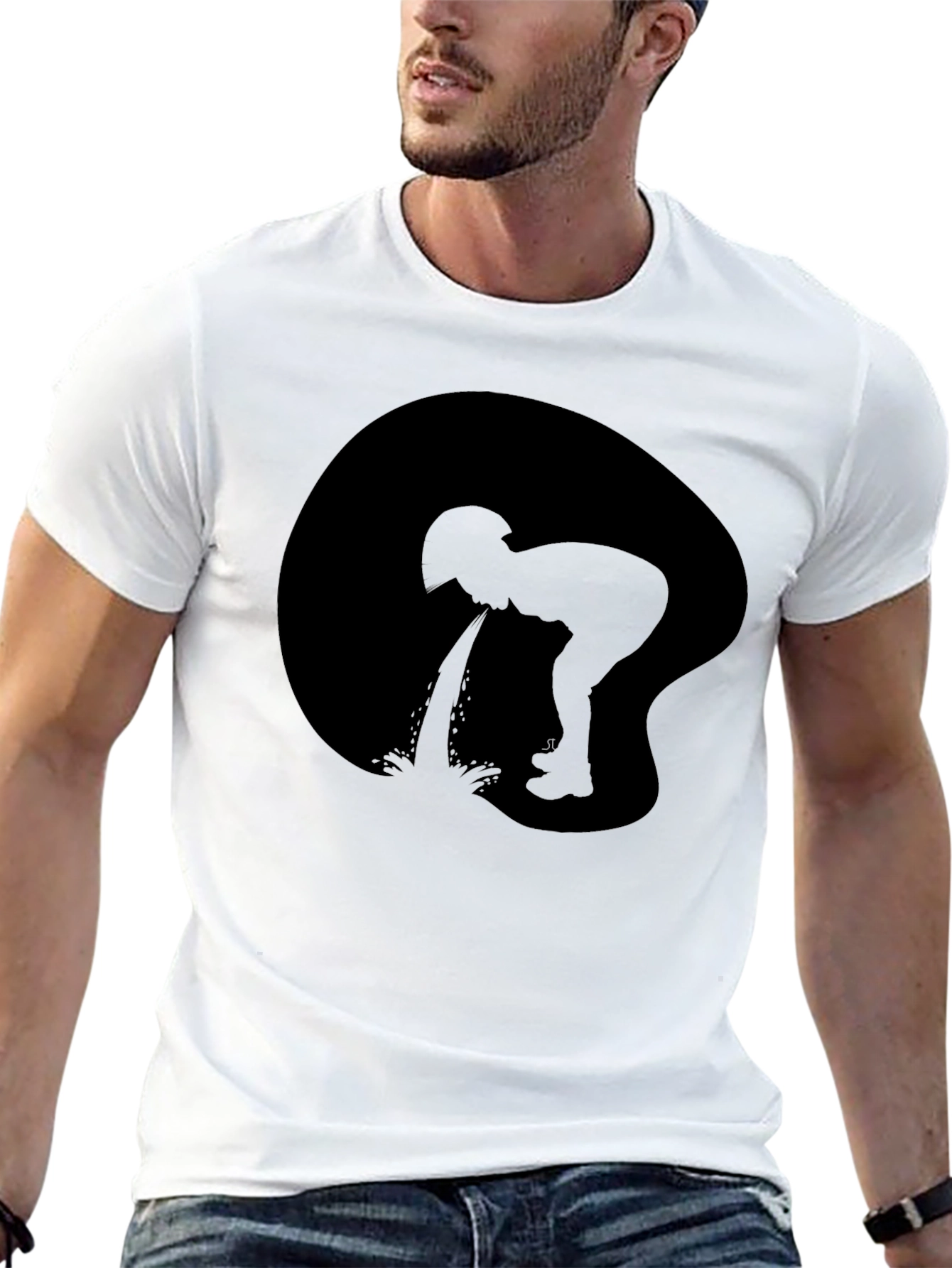 Black Black T-Shirt with Silhouette Graphic view 13