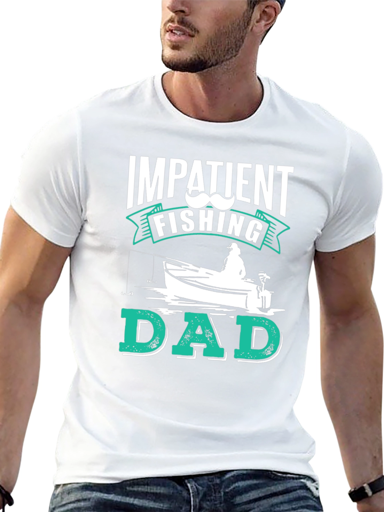 Black Impatient Fishing Dad Black Graphic Tee view 13