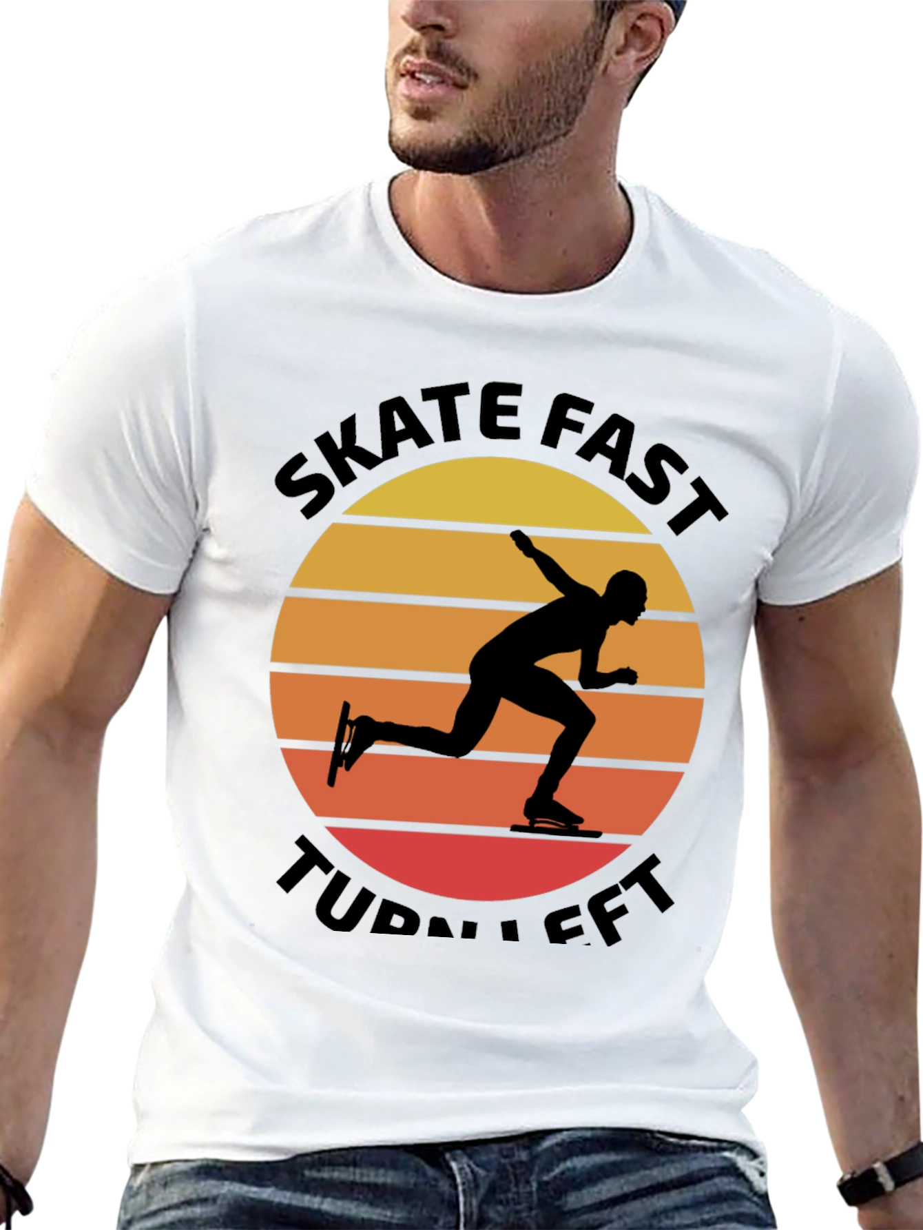Black Skate Fast Turn Left Black T-Shirt view 13