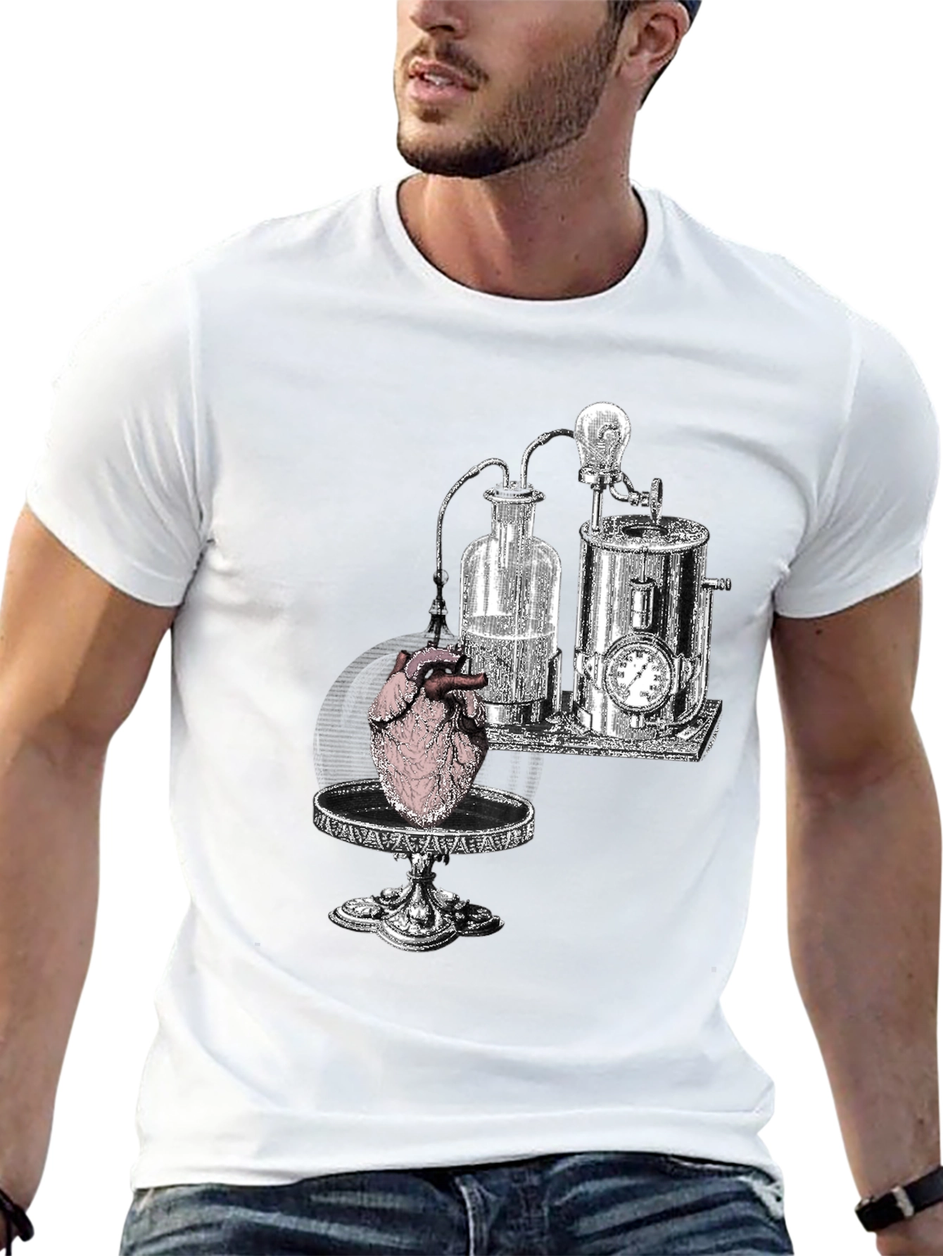Black Steampunk Heart T-Shirt - Black Graphic Tee view 13