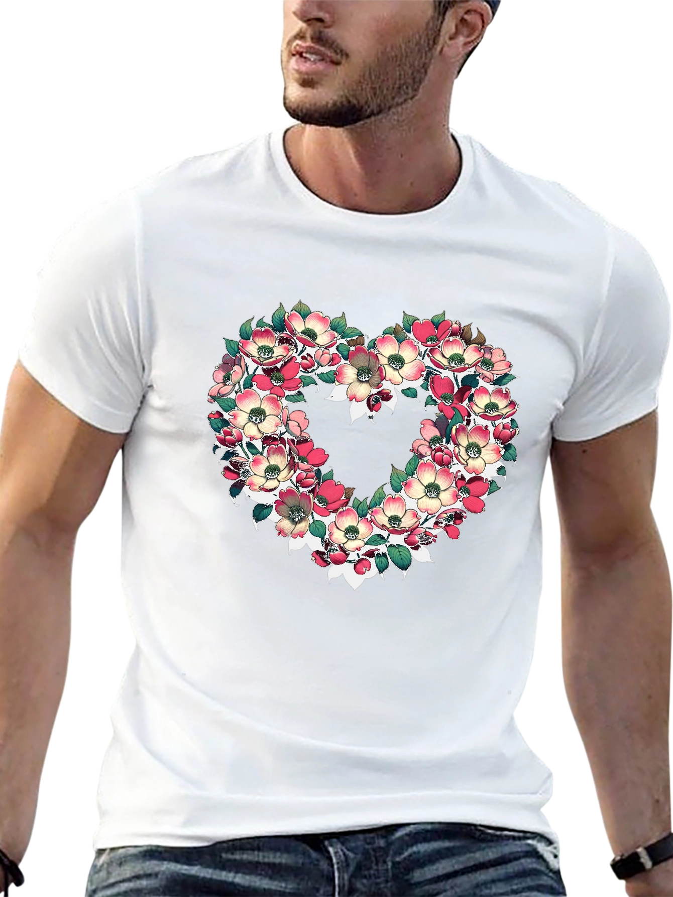 Black Floral Heart Graphic T-Shirt - Black view 13