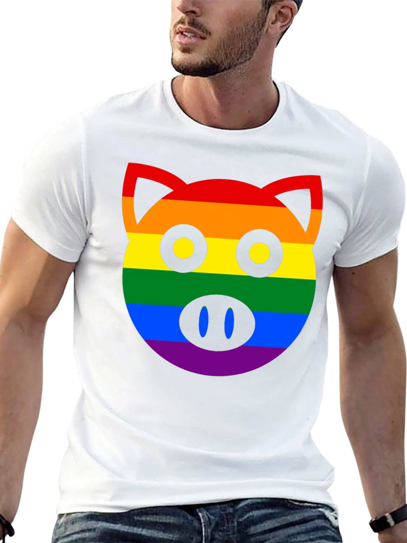 Black Pride Pig Graphic T-Shirt - LGBTQ+ Rainbow Design view 13