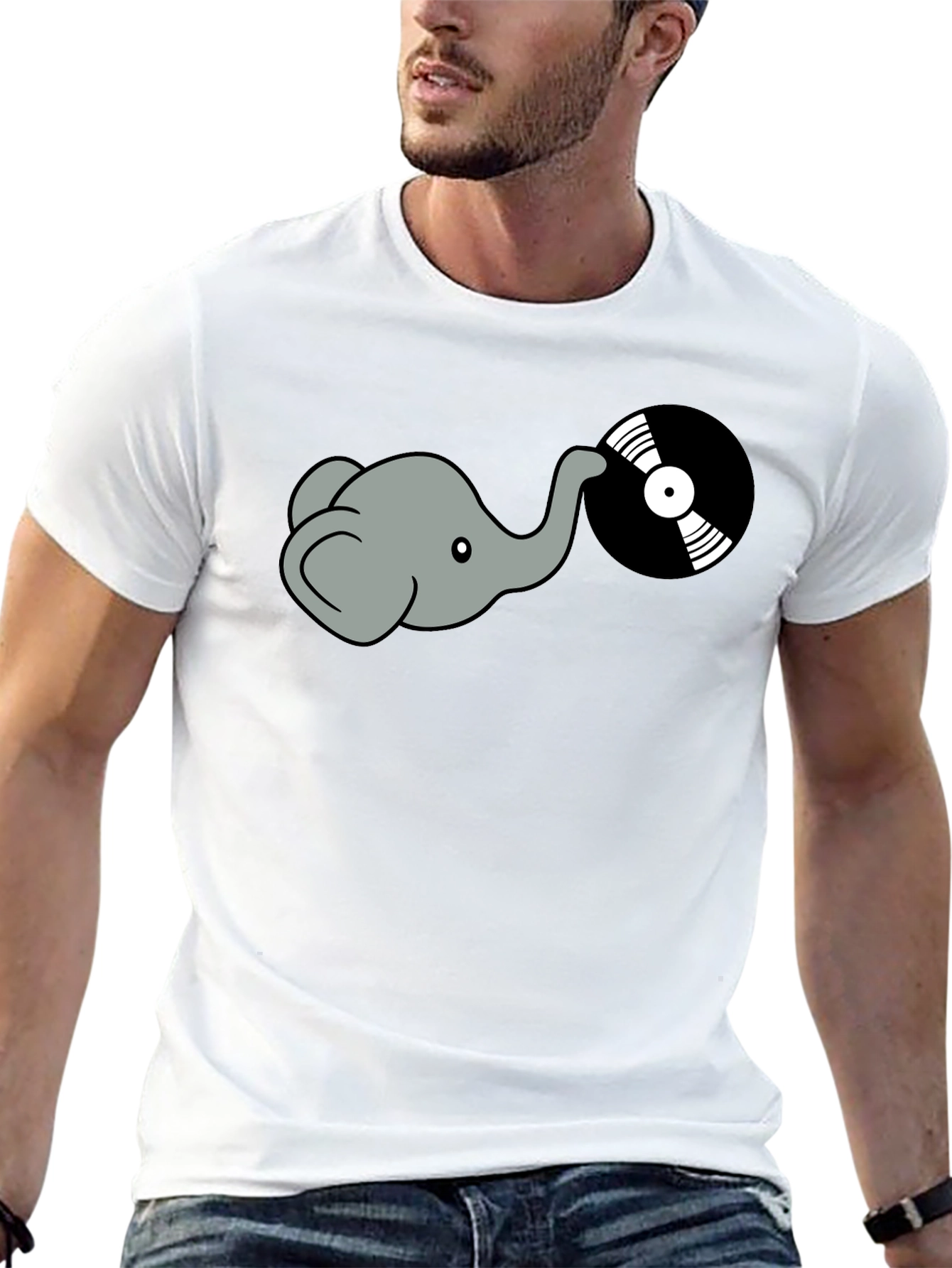 Black Elephant DJ Graphic Tee - Cool Vinyl Record Shirt view 13