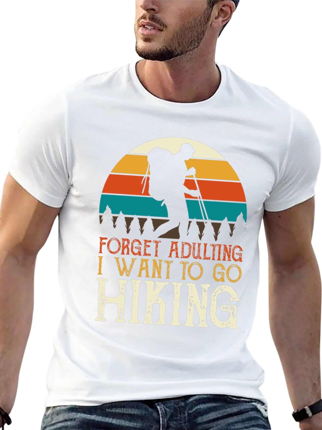 Black Hiking Adventure Tee: Forget Adulting, Go Hiking T-Shirt view 13