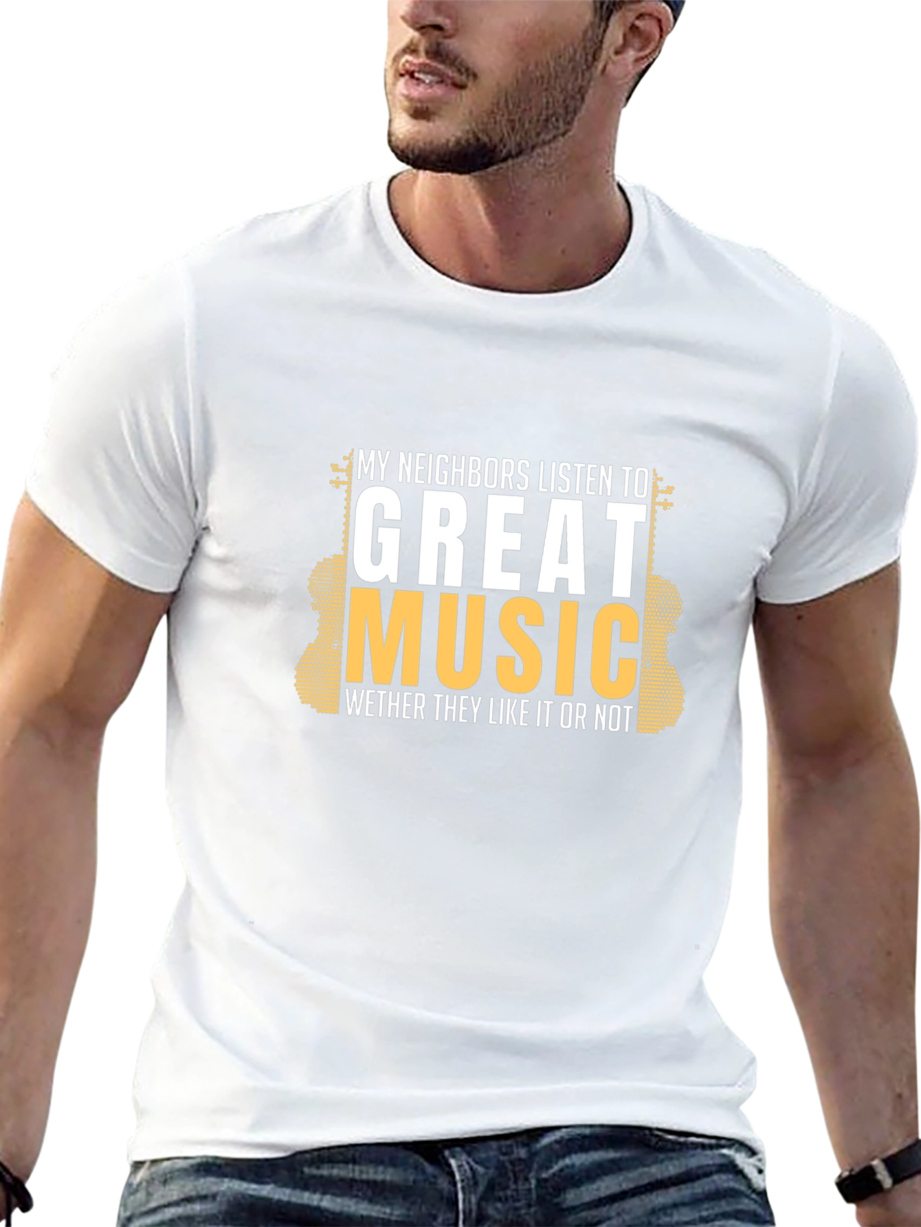 Black My Neighbors Listen to Great Music T-Shirt view 13