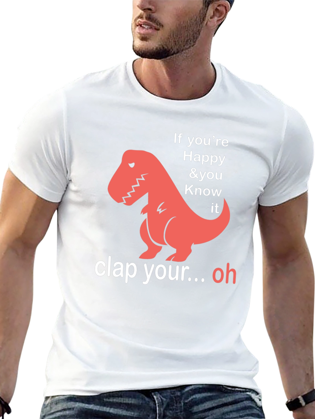 Black Funny Dinosaur T-Shirt - If You're Happy & You Know It view 13
