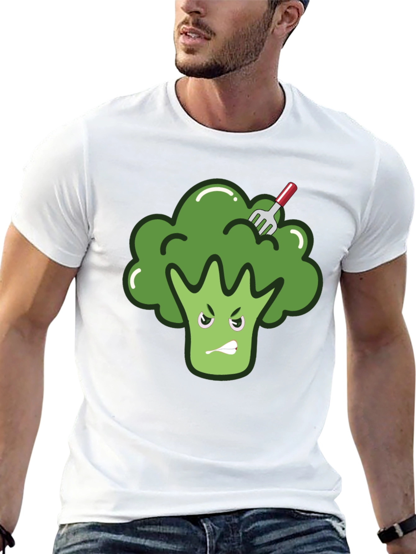 Black Funny Broccoli T-Shirt - Vegetarian Vegan Tee view 13