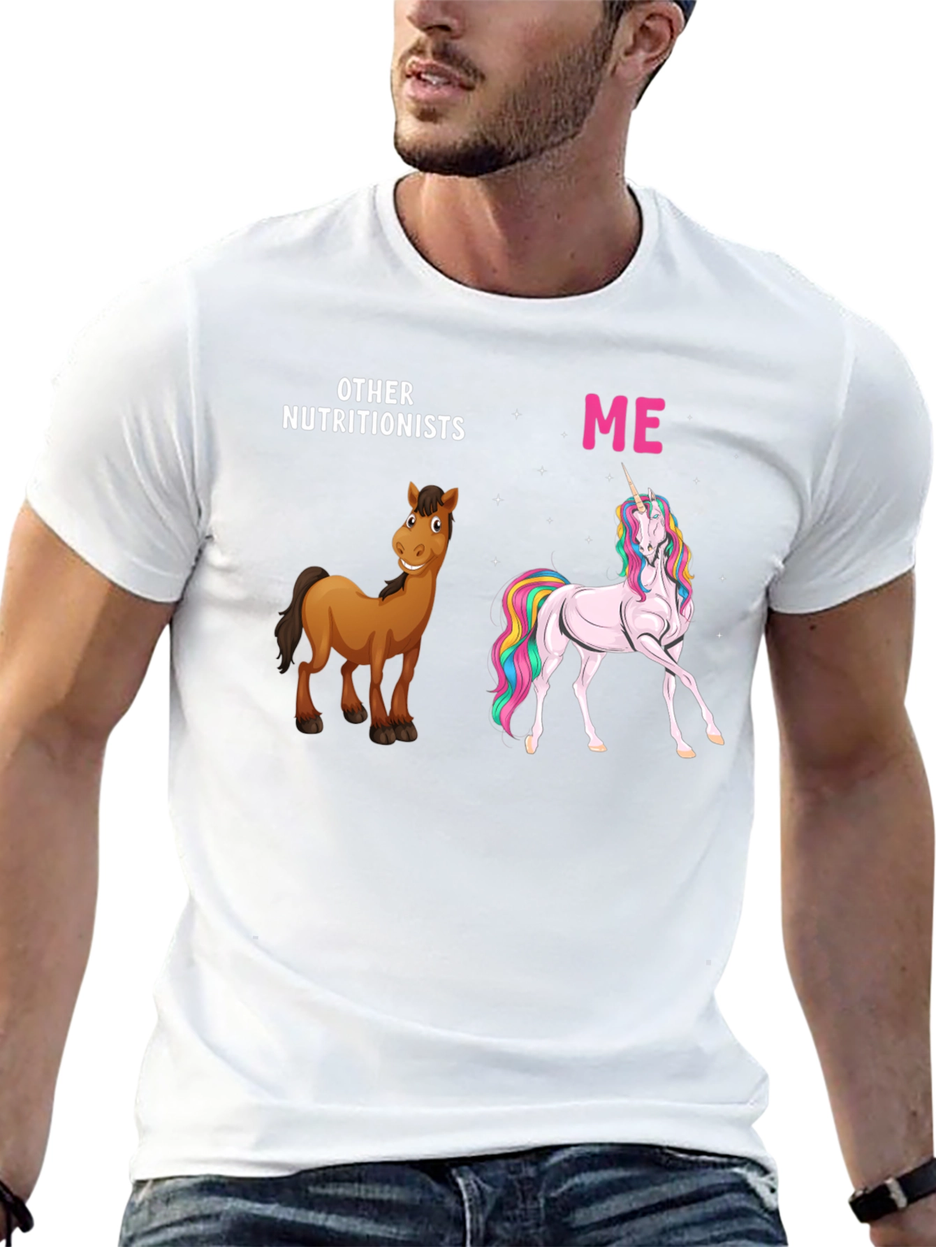 Black Nutritionist Horse & Unicorn T-Shirt view 13