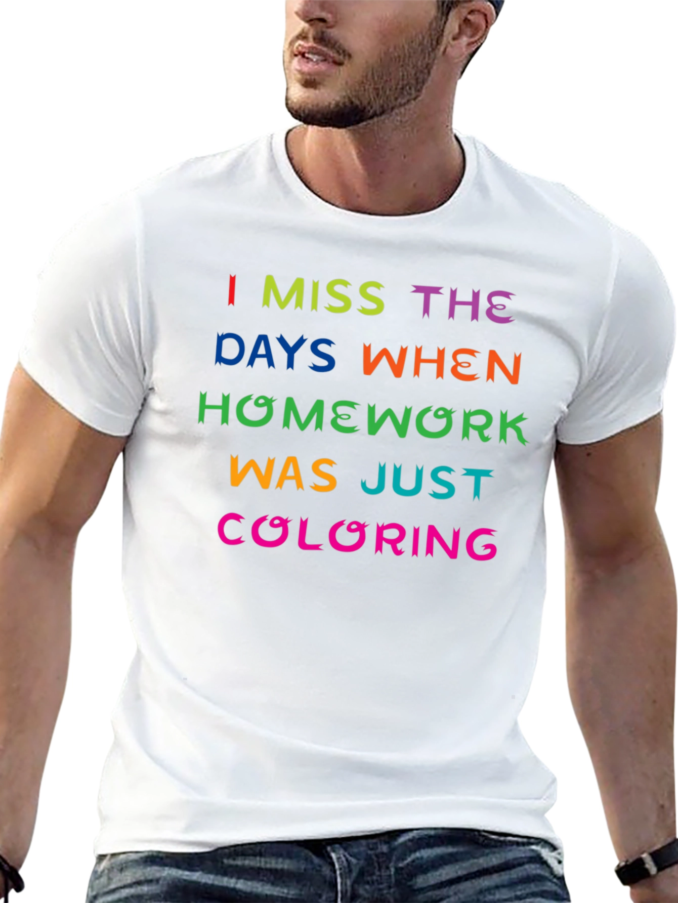 Black I Miss Coloring Homework T-Shirt - Funny Retro Nostalgia Tee view 13