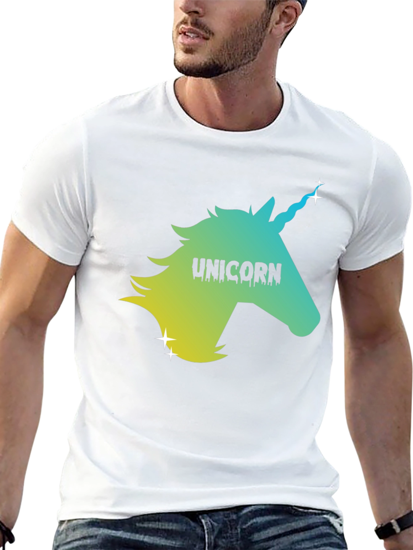 Black Unicorn Graphic Black Tee - Men's Short Sleeve T-Shirt view 13