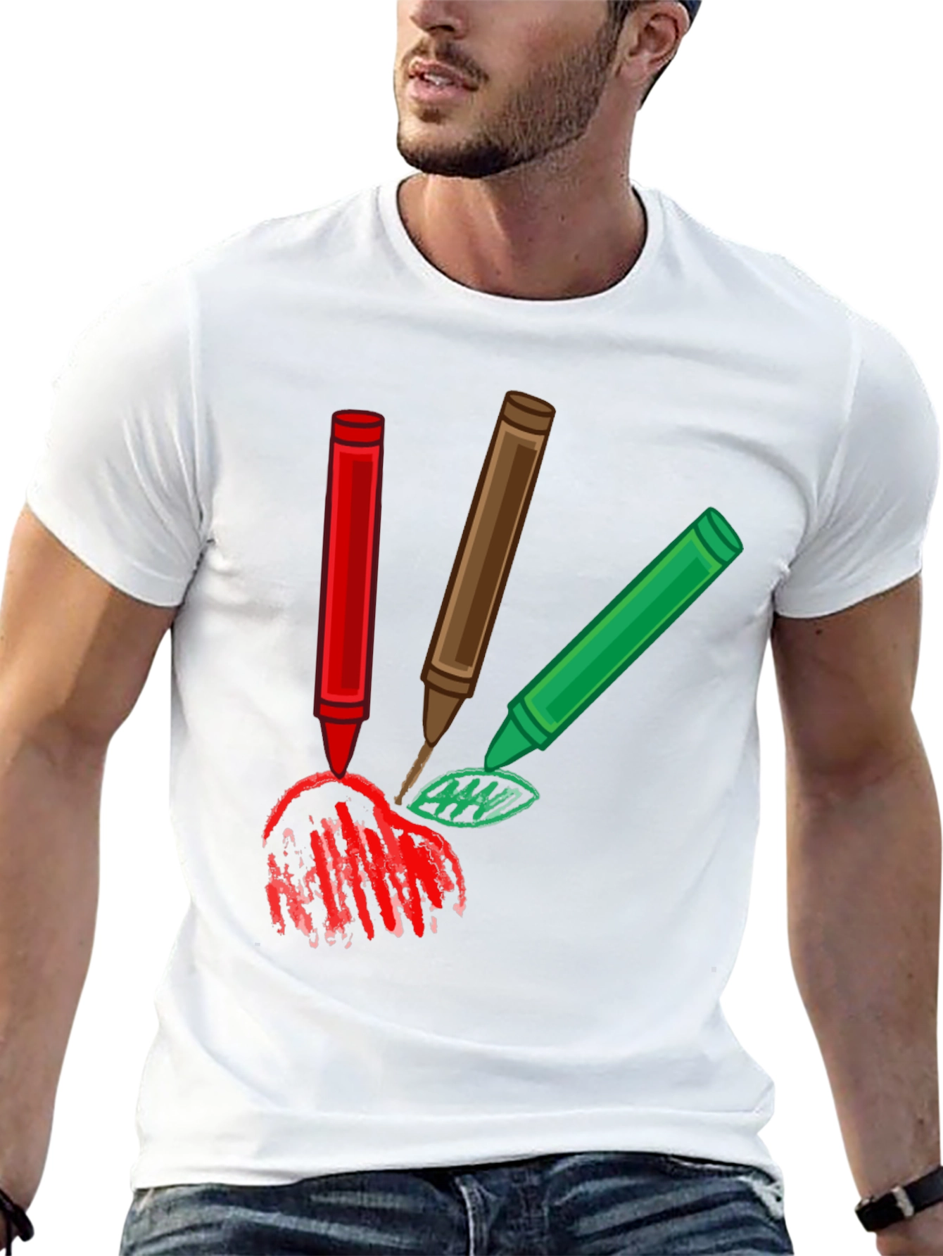 Black Crayon Scribble Graphic Tee - Black Cotton T-Shirt view 13