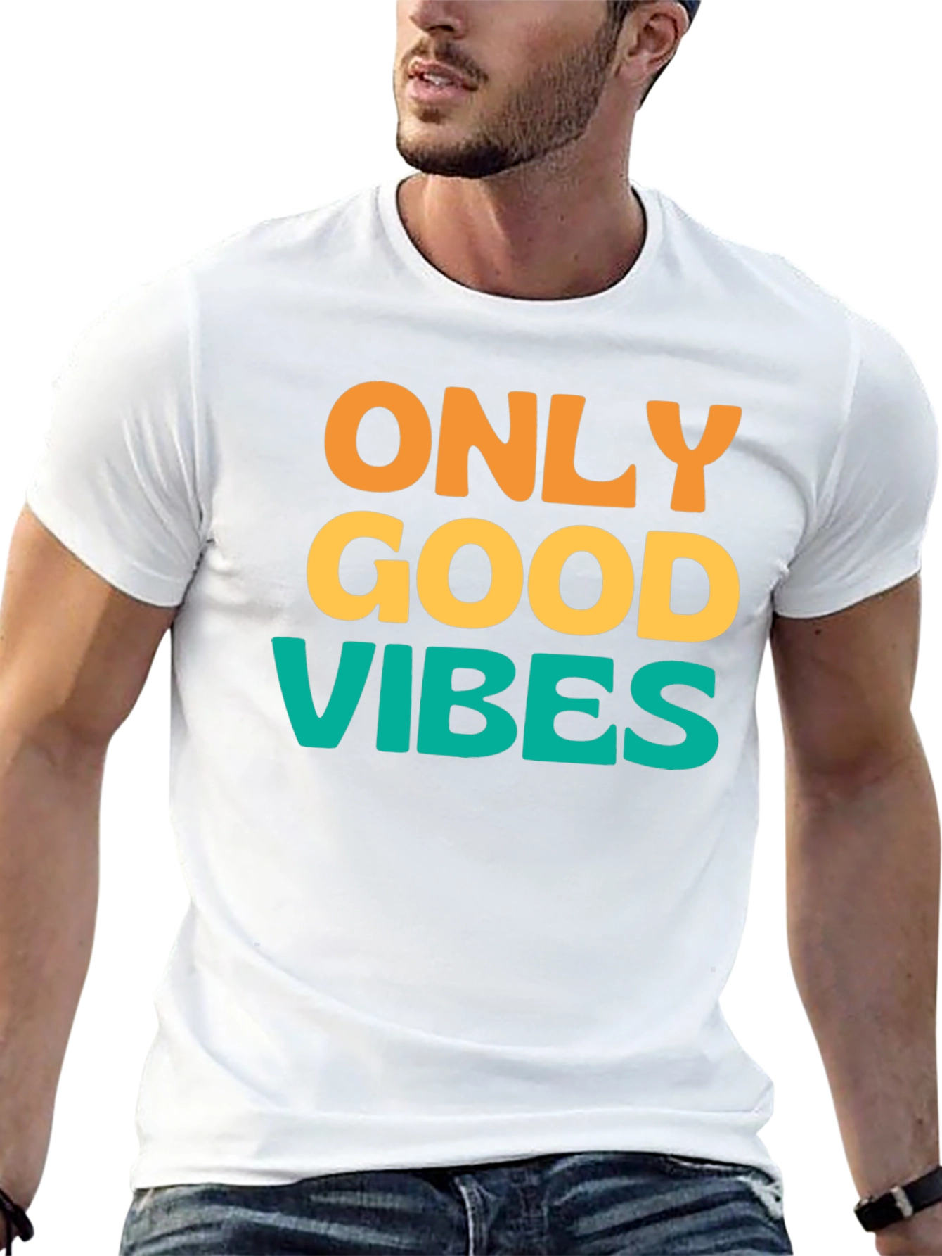 Black Only Good Vibes T-Shirt - Positive Message Tee view 13