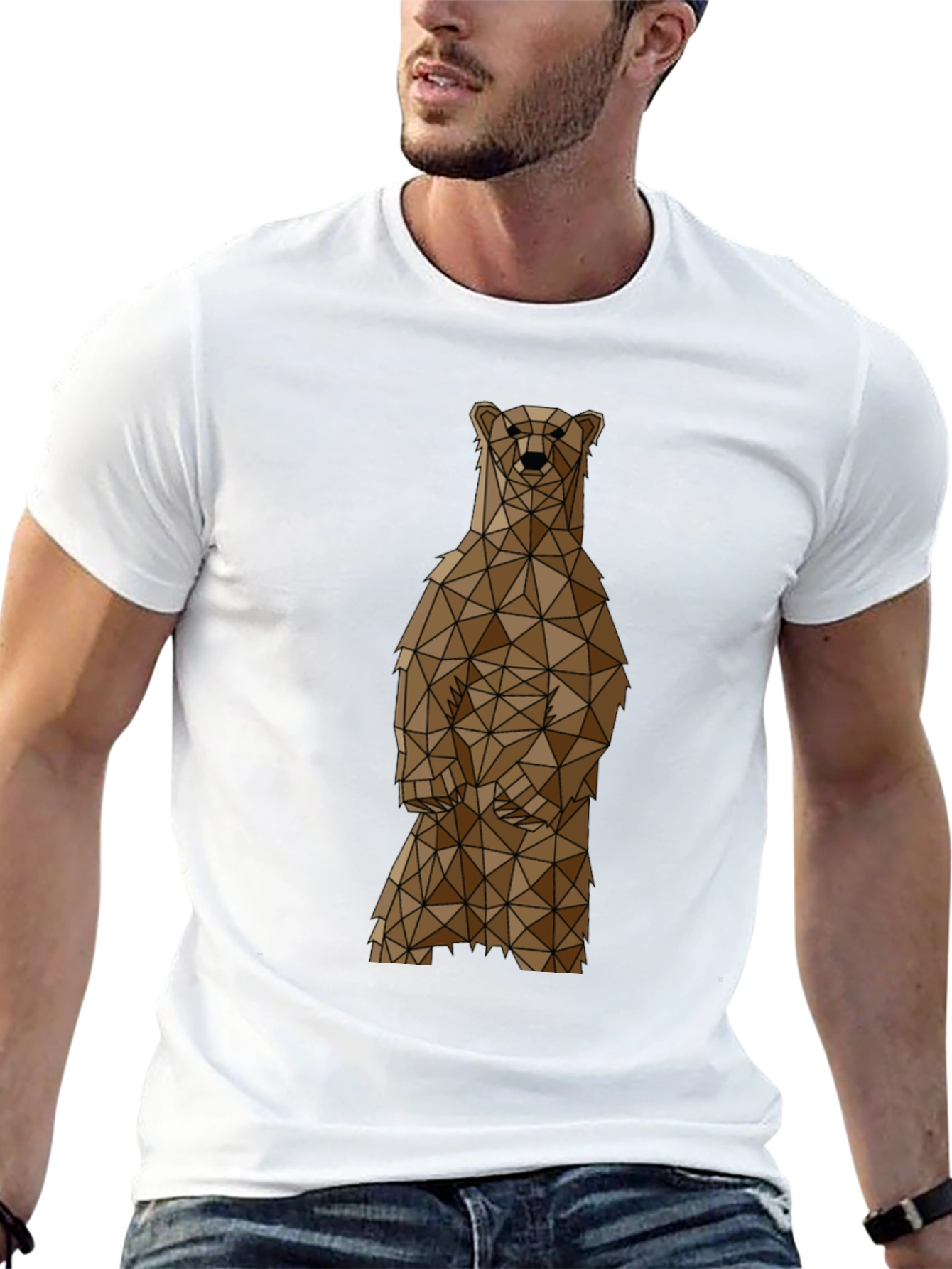 Black Geometric Bear Graphic Tee - Black view 13