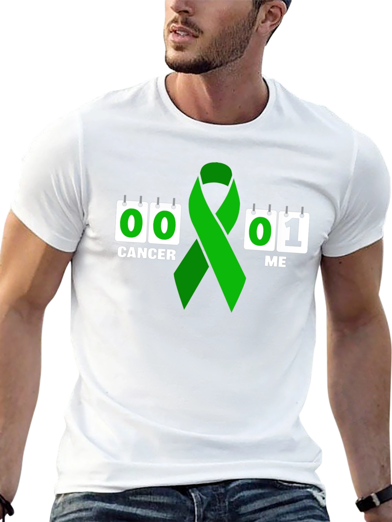 Black Cancer Survivor T-Shirt: Green Ribbon view 13