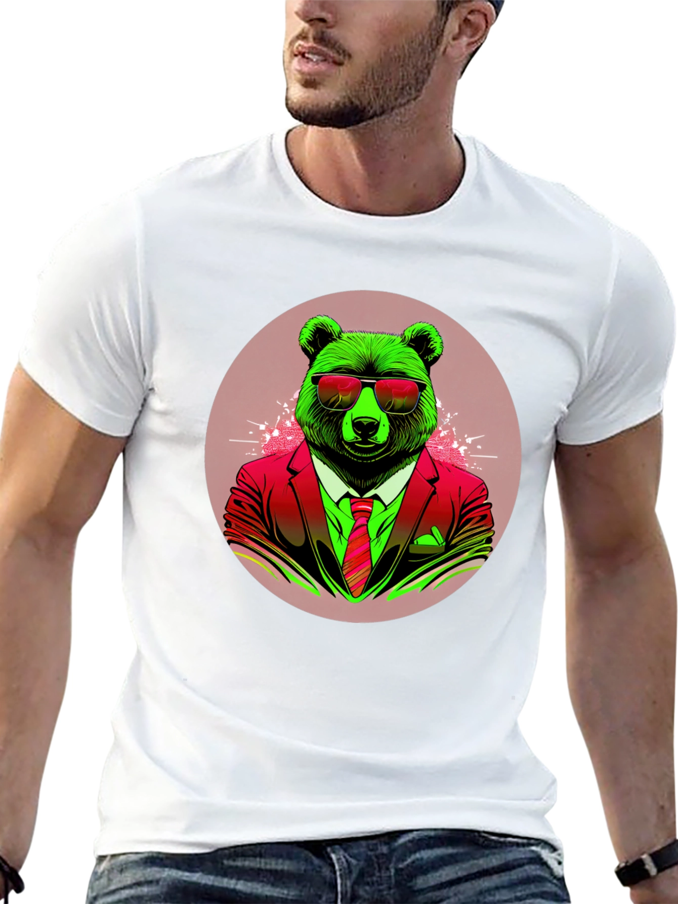 Black Bear in Suit Graphic Tee - Cool Animal Design view 13