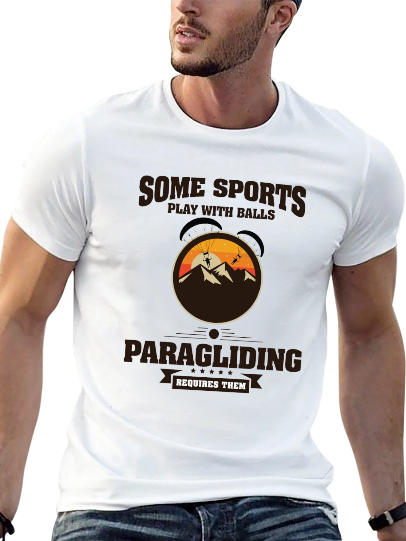Black Paragliding T-Shirt: Some Sports Require Balls view 13