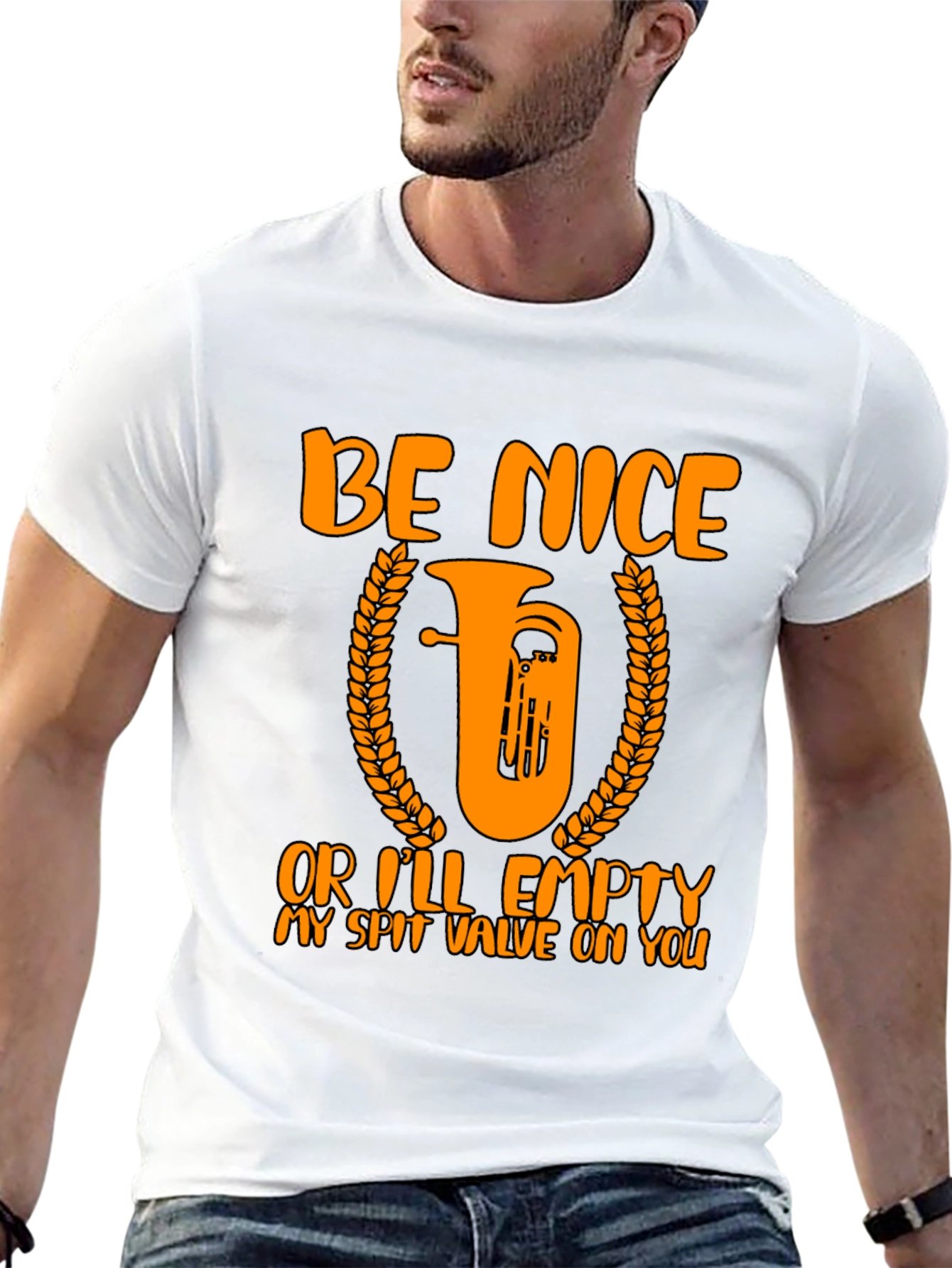 Black Be Nice Tuba Humor T-Shirt view 13