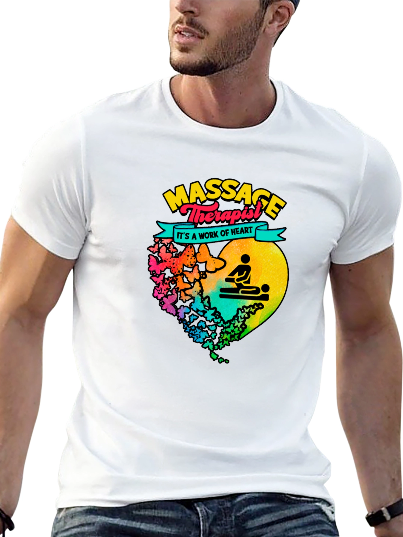 Black Massage Therapist Heart Graphic T-Shirt view 13