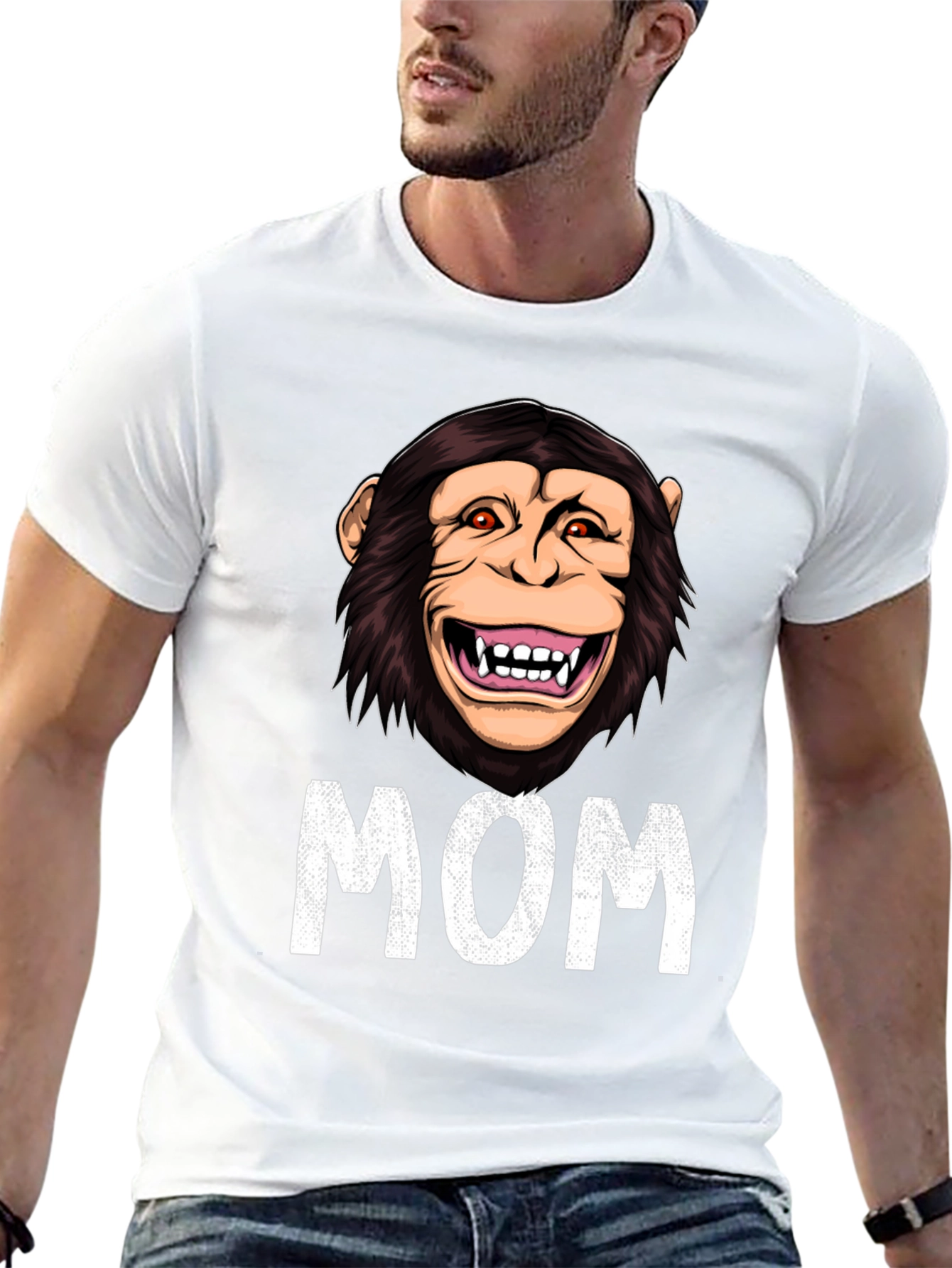 Black Funny Monkey Mom T-Shirt - Novelty Graphic Tee view 13