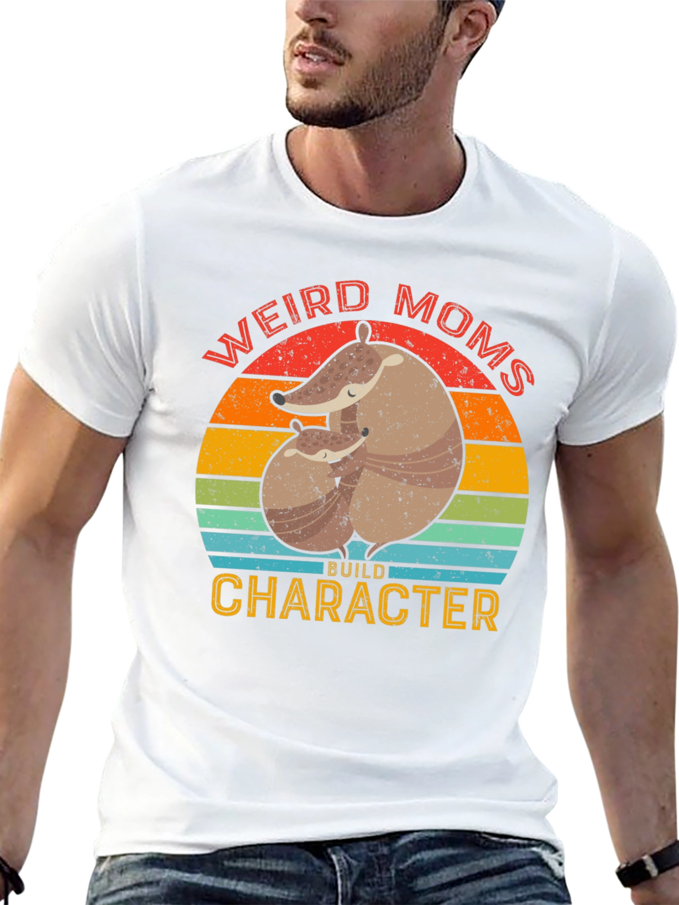 Black Weird Moms Build Character Armadillo T-Shirt view 13