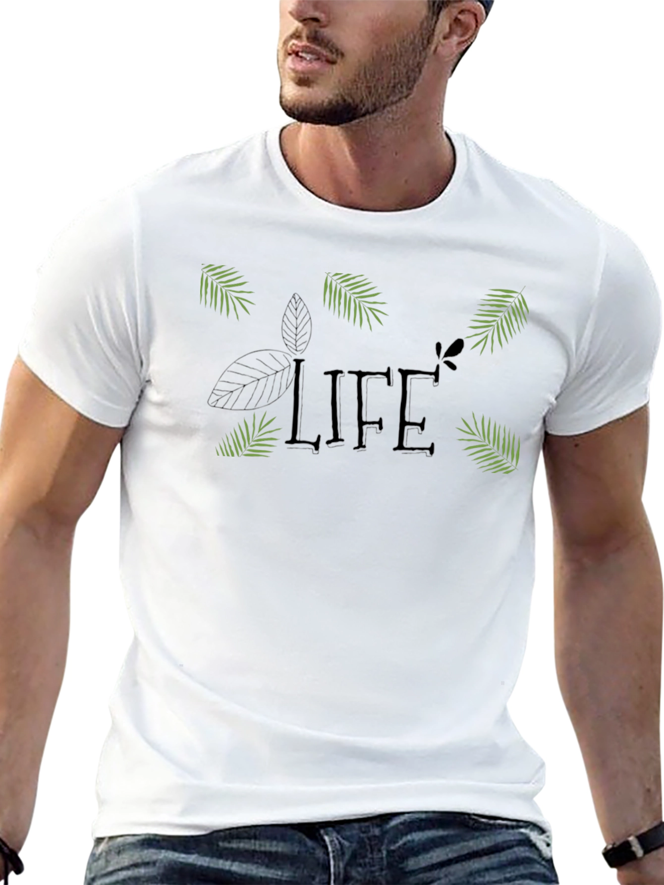Black Life Graphic Tee - Black Crew Neck Cotton Blend T-Shirt view 13