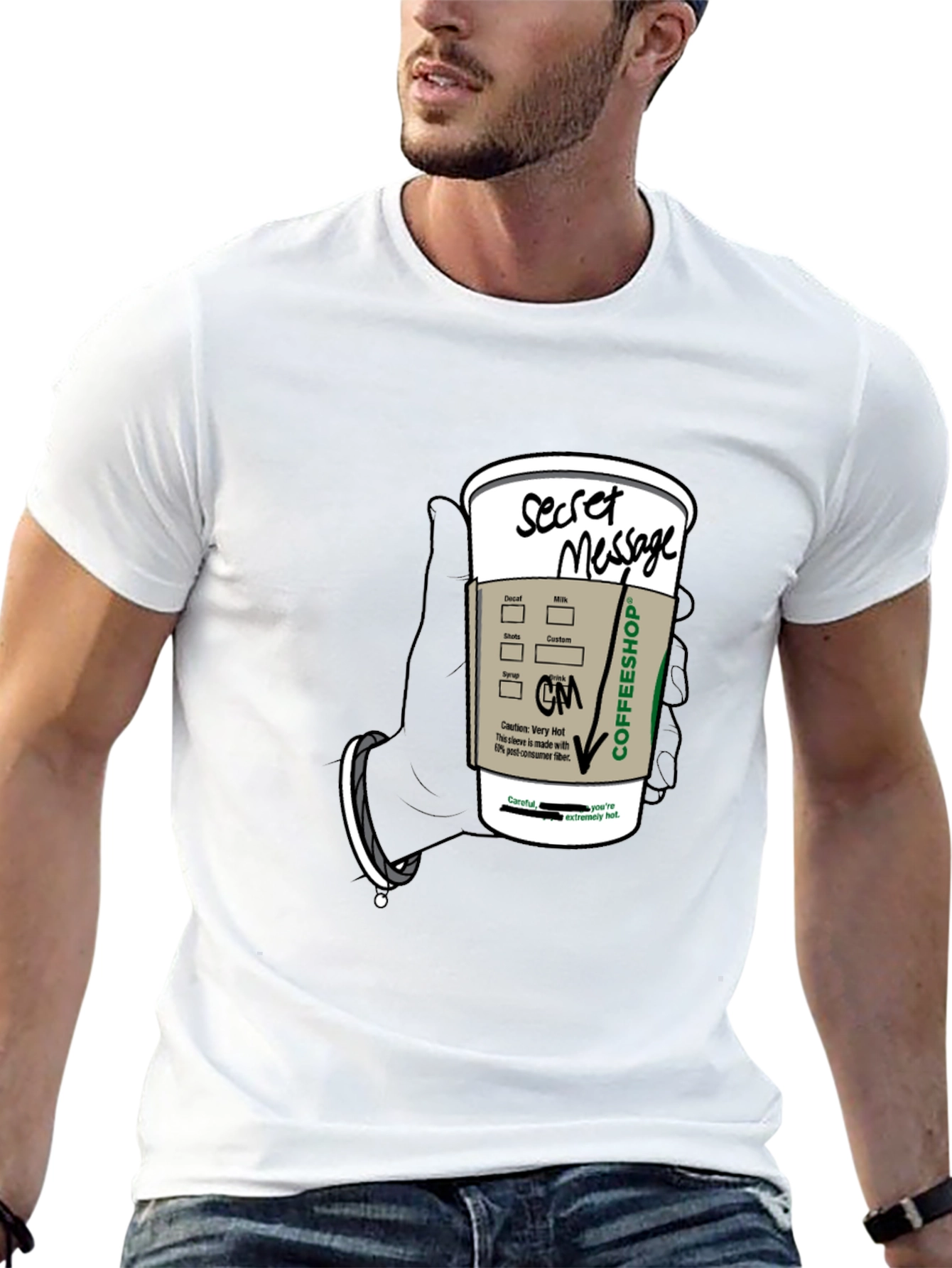 Black Coffee Secret Message T-Shirt - Fun Novelty Tee view 13