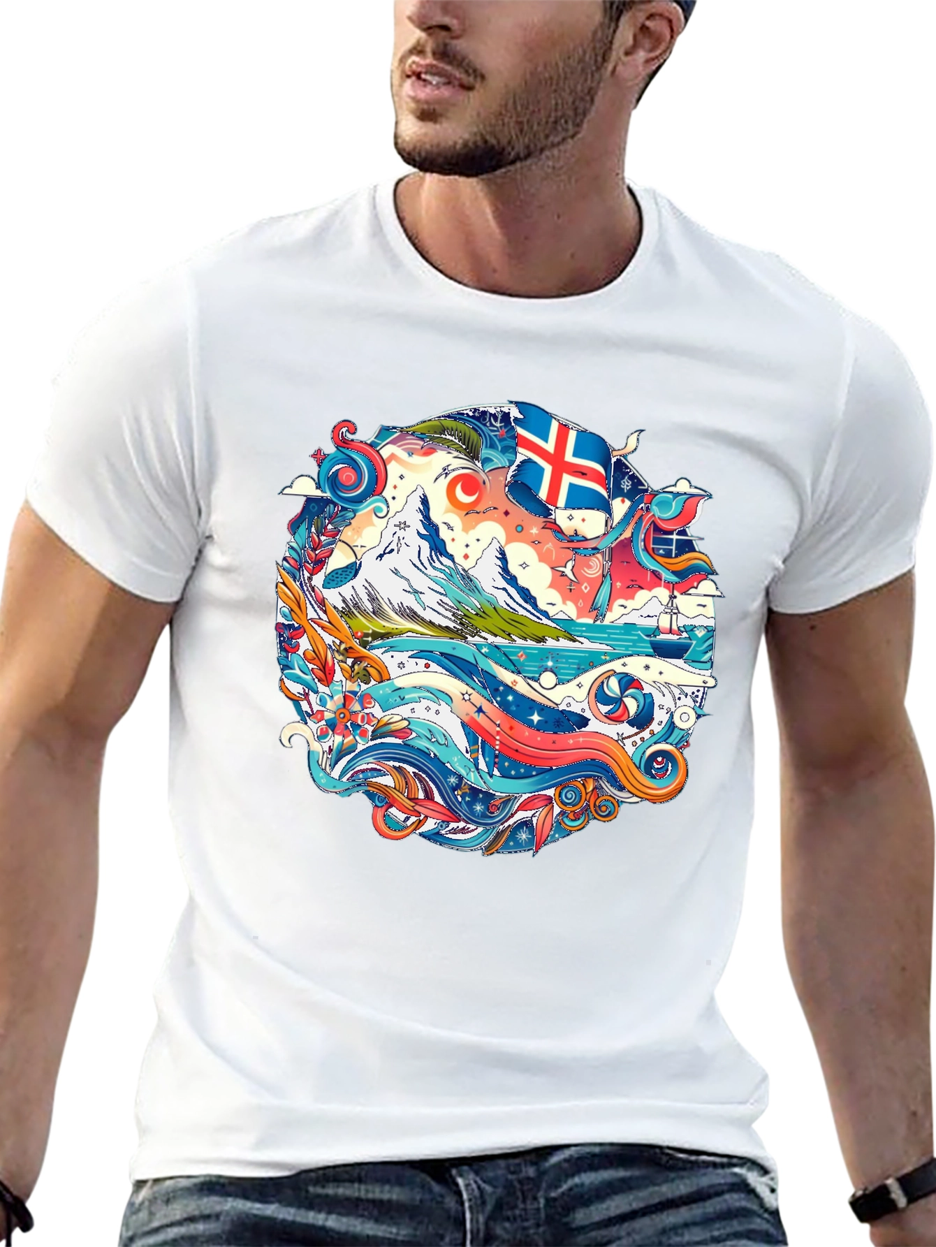 Black Icelandic Adventure Graphic Tee - Black Cotton view 13