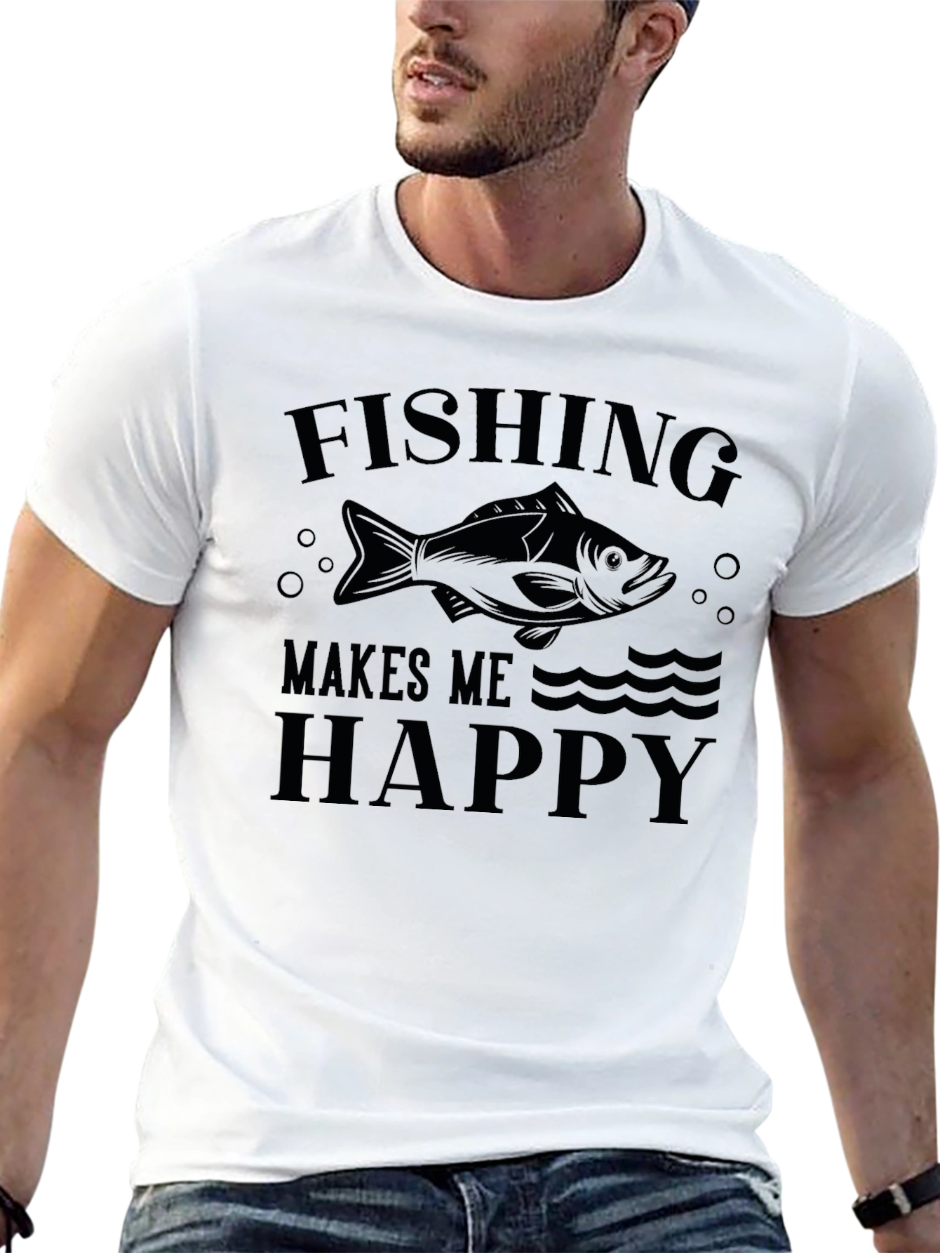 Black Fishing Makes Me Happy Graphic Tee view 13