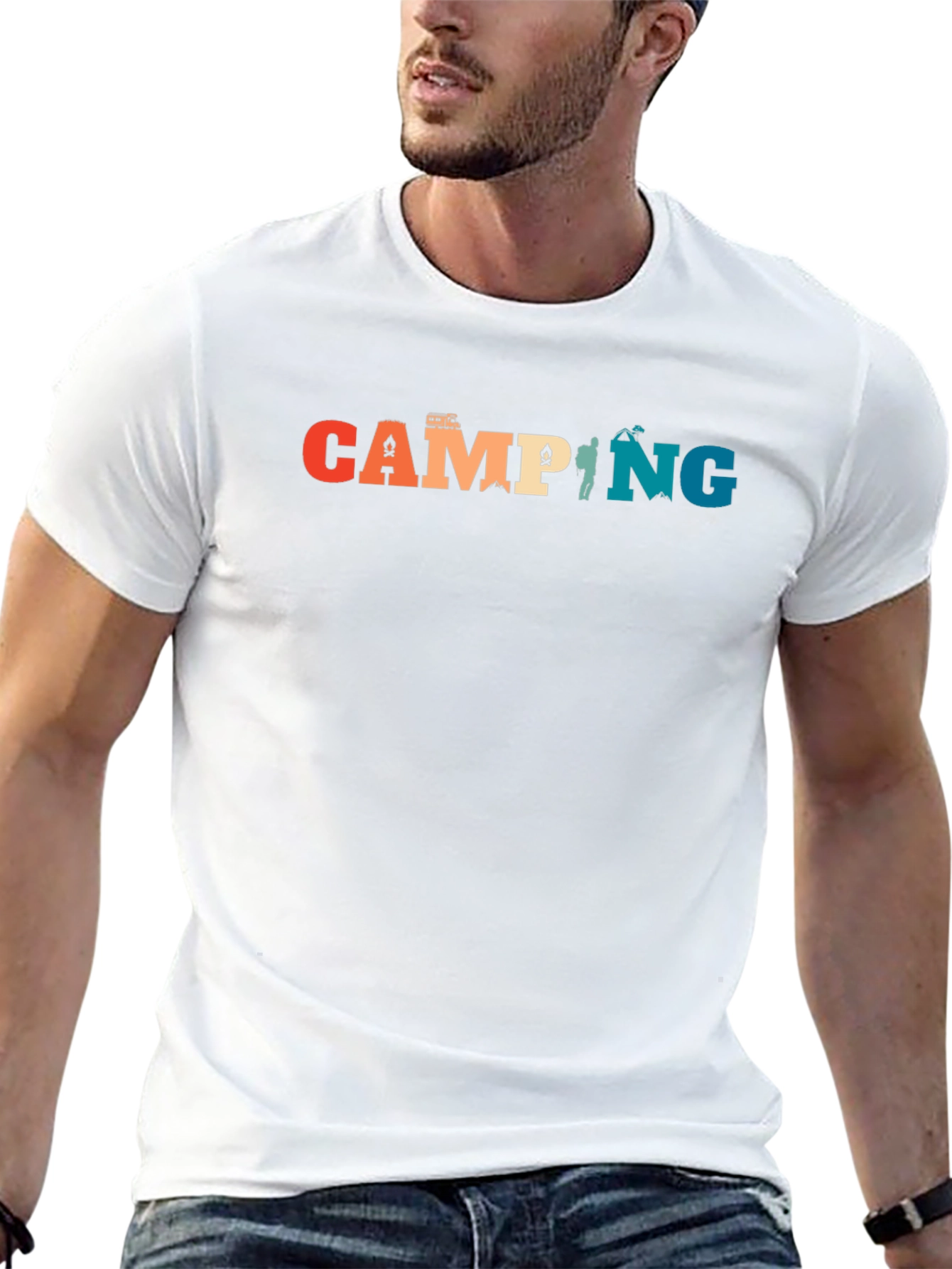 Black Camping Graphic Tee - Retro Camping T-Shirt view 13