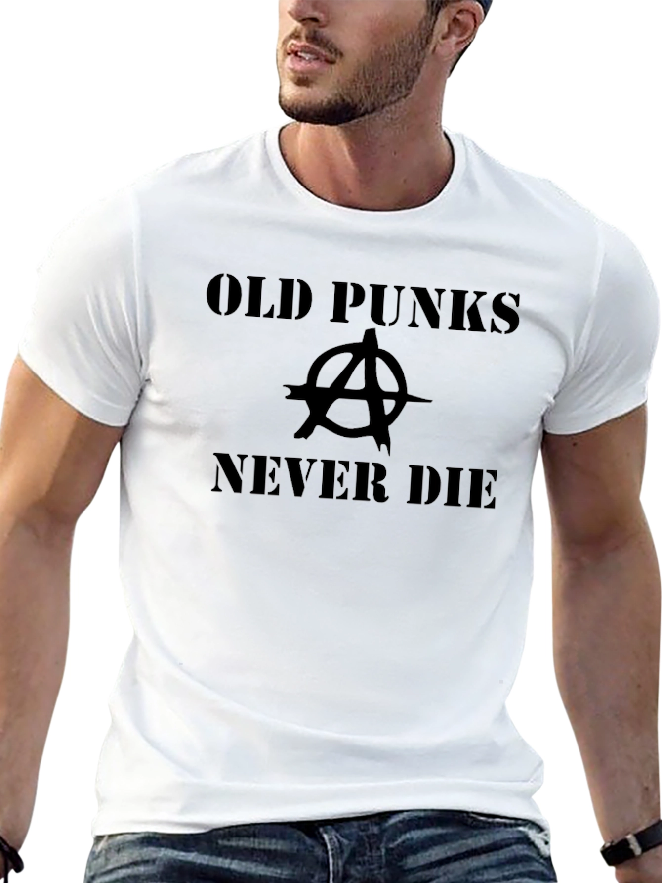 Black Old Punks Never Die Graphic Tee view 13