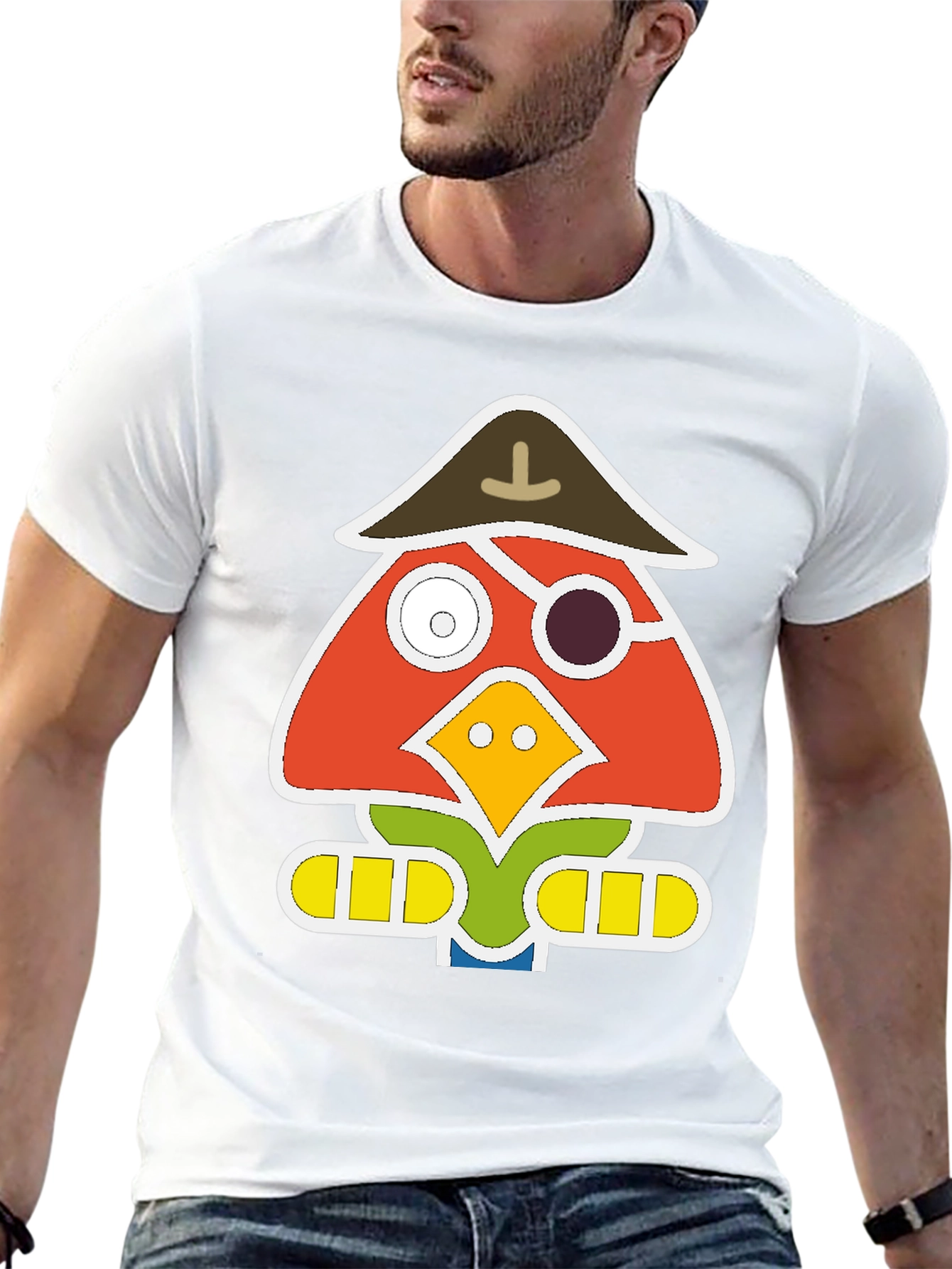 Black Pirate Bird Graphic T-Shirt - Unique Animal Tee view 13