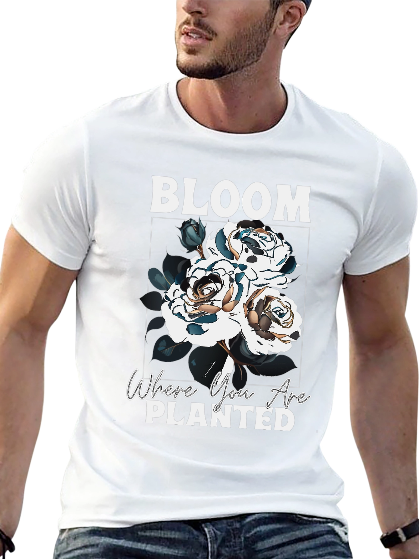 Black Bloom Where You Are Planted T-Shirt view 13