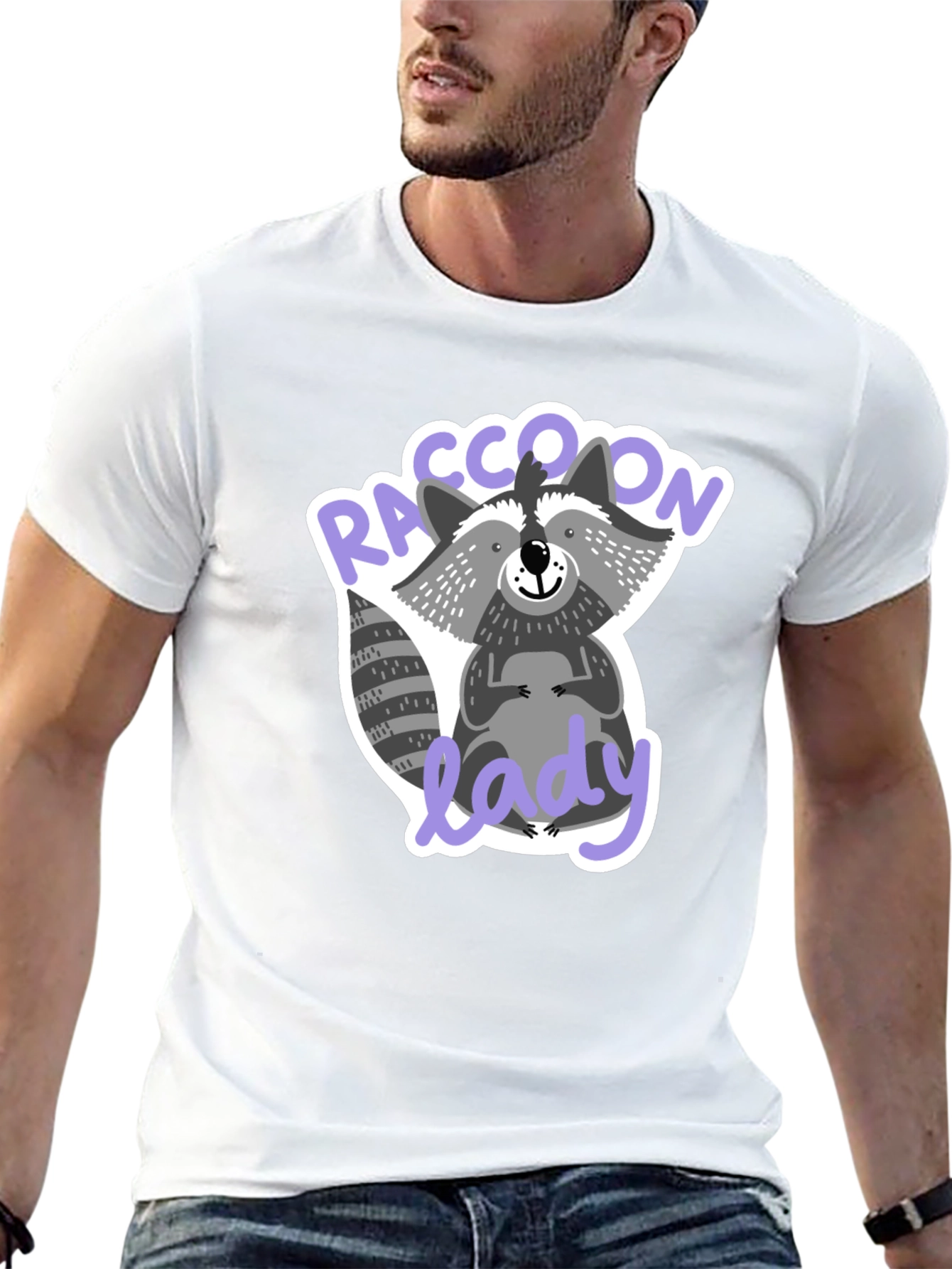 Black Raccoon Lady T-Shirt Funny Animal Lover Tee view 13