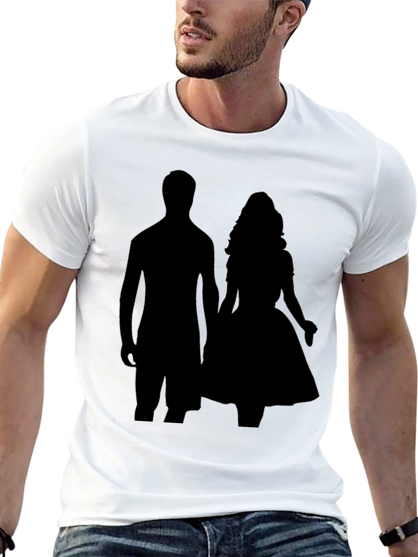 Black Silhouette Couple Black T-Shirt view 13