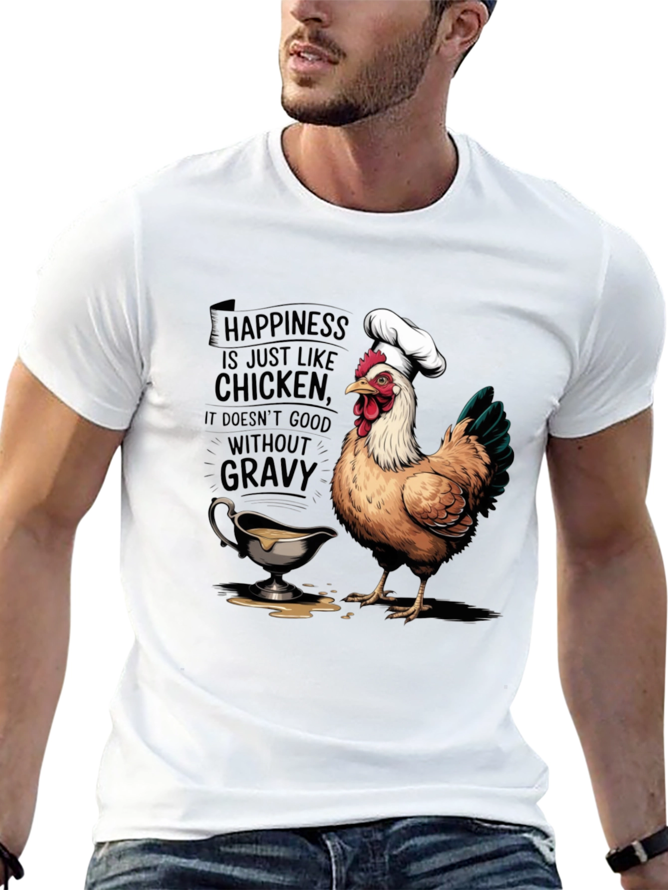 Black Chicken & Gravy T-Shirt: Happiness Recipe view 13