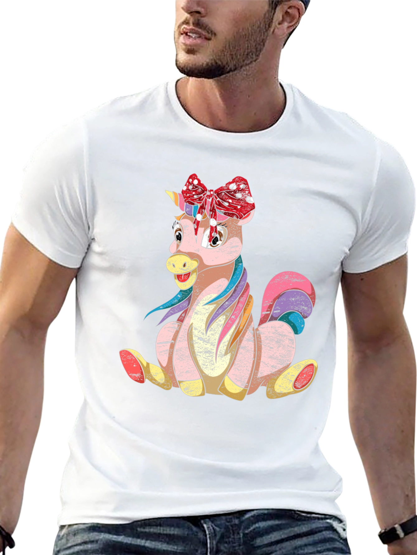 Black Cute Cartoon Unicorn T-Shirt view 13