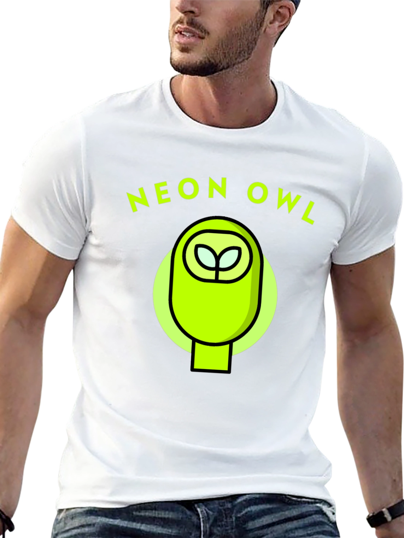 Black Neon Owl Graphic Tee - Stylish & Unique Design view 13