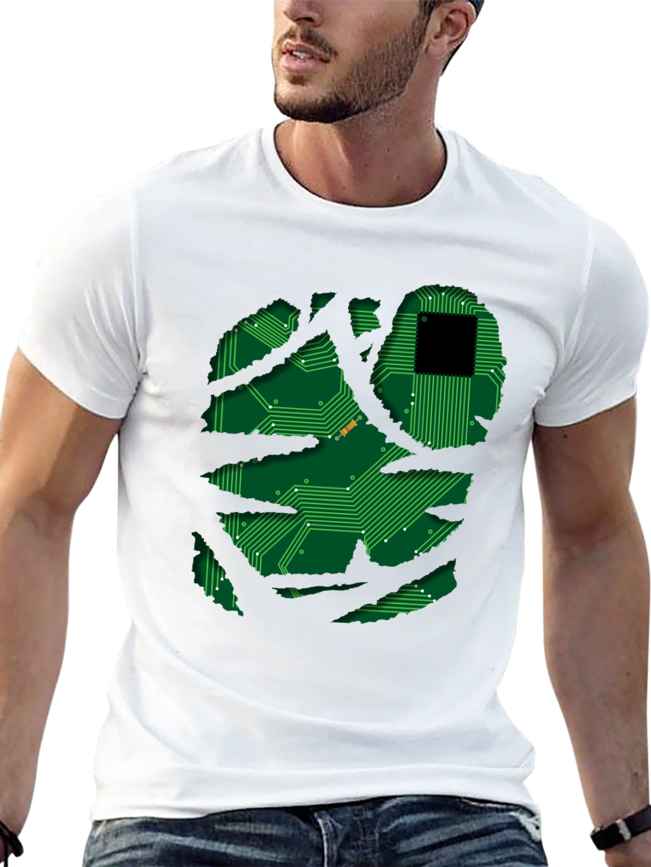 Black Tech Circuit Graphic T-Shirt view 13