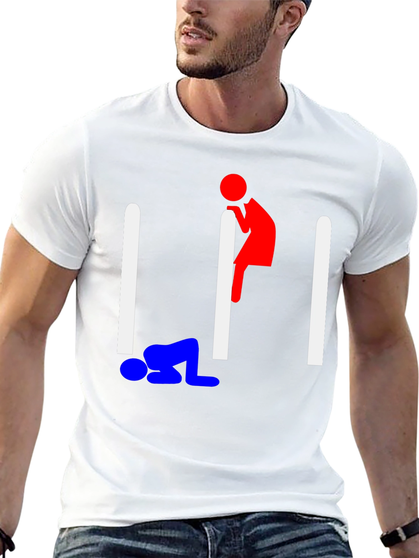 Black Humorous Stick Figure Graphic Tee - Black view 13