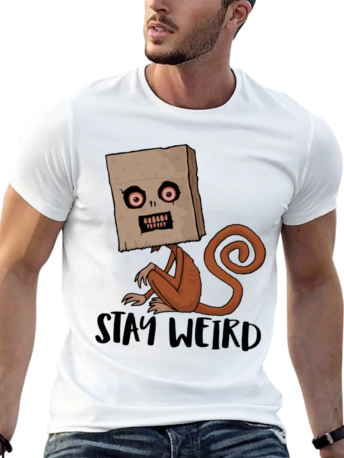 Black Stay Weird Monkey Graphic Tee - Black view 13