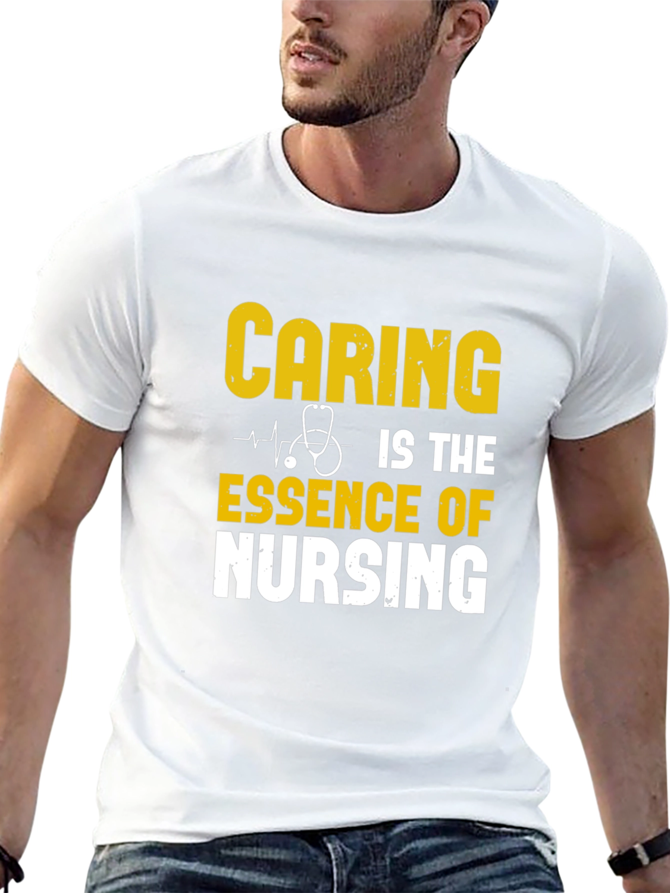 Black Caring is Essence of Nursing Black T-Shirt view 13