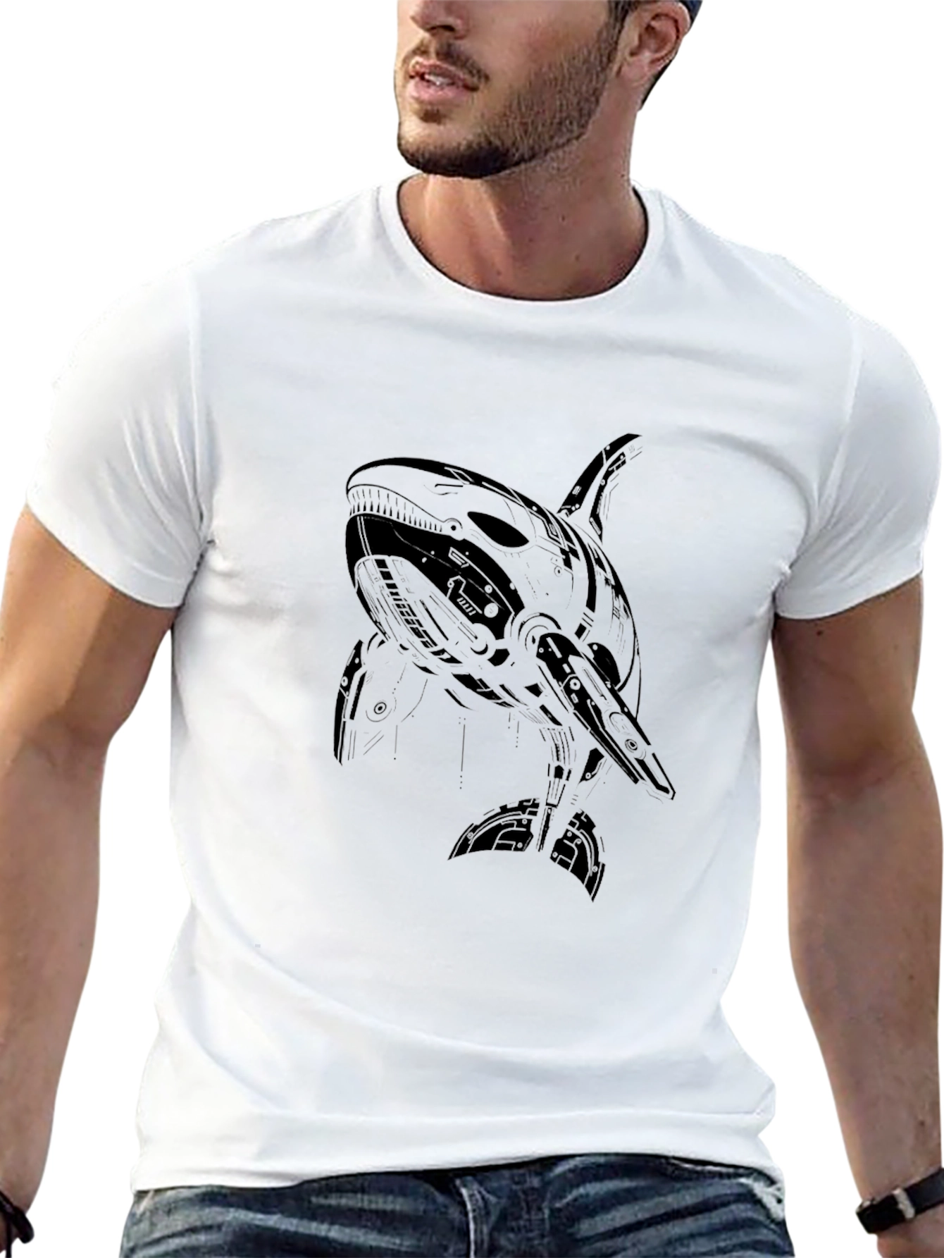 Black Cyberpunk Orca Graphic Tee - Black view 13