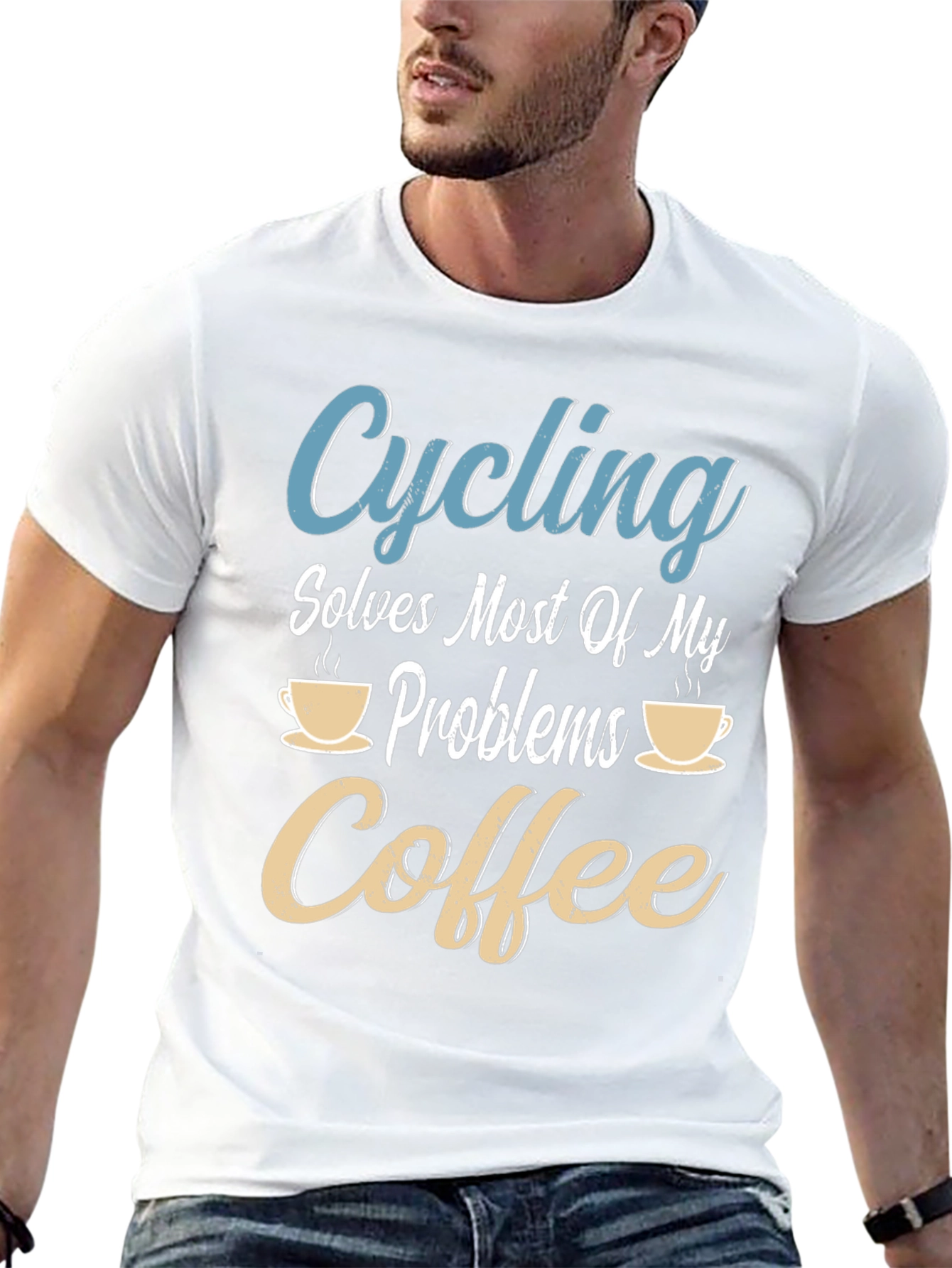Black Cycling & Coffee T-Shirt: Solves Most Problems view 13
