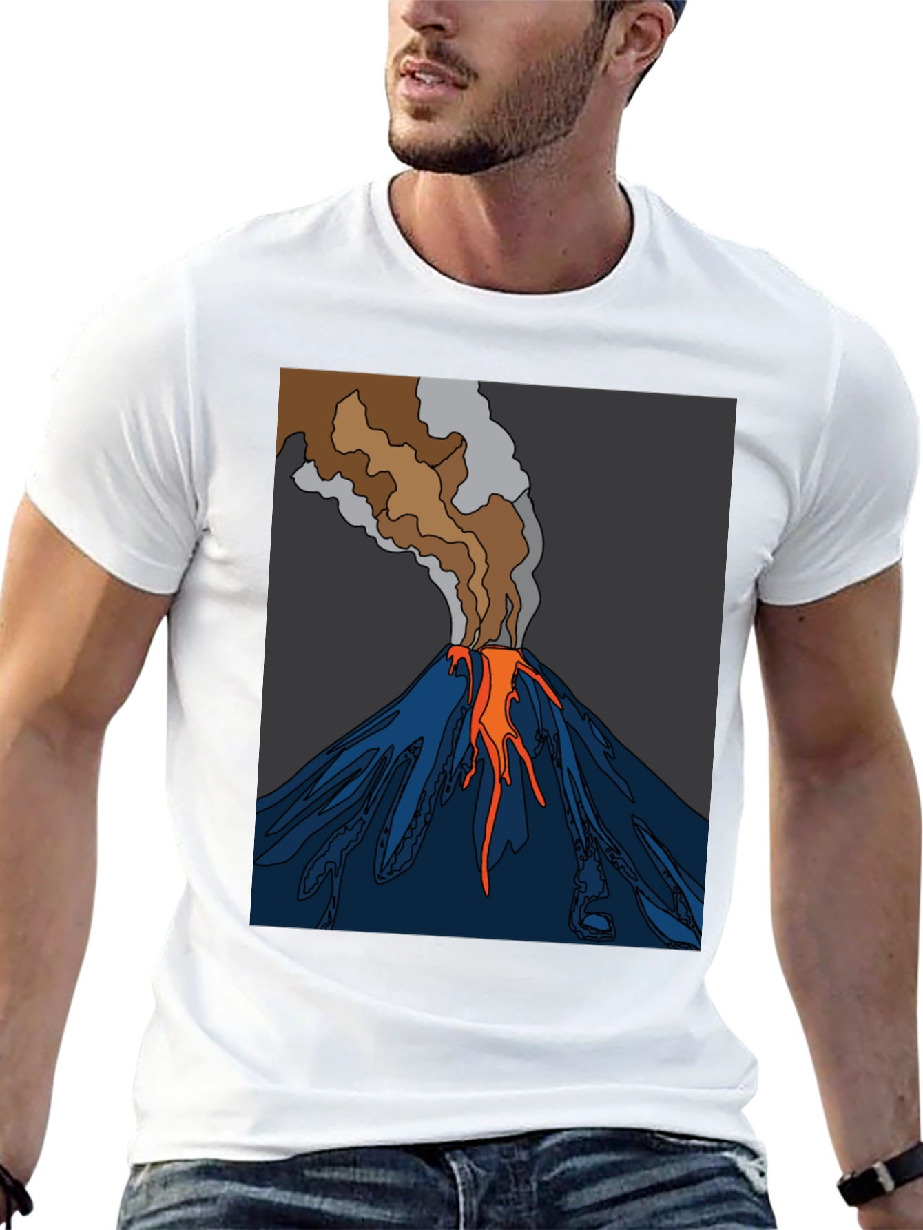 Black Volcano Graphic T-Shirt - Black Crew Neck Tee view 13