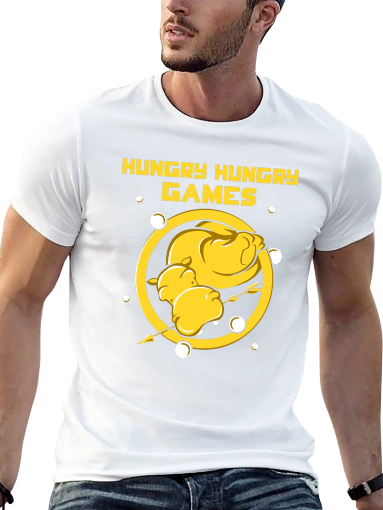 Black Hungry Hungry Games T-Shirt - Funny Foodie Tee view 13