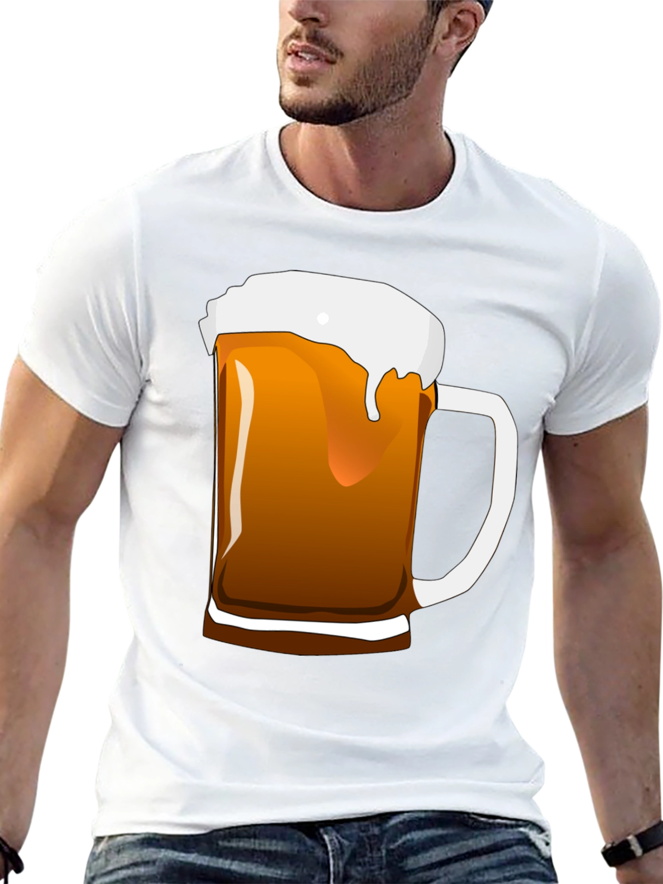 Black Beer Mug Graphic T-Shirt - Black Cotton Tee view 13